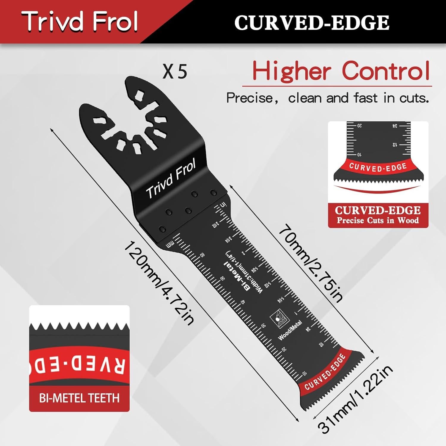 10 Cuchillas de Sierra Oscilante Extra Largas TrivdPro 70mm Bi-Metal