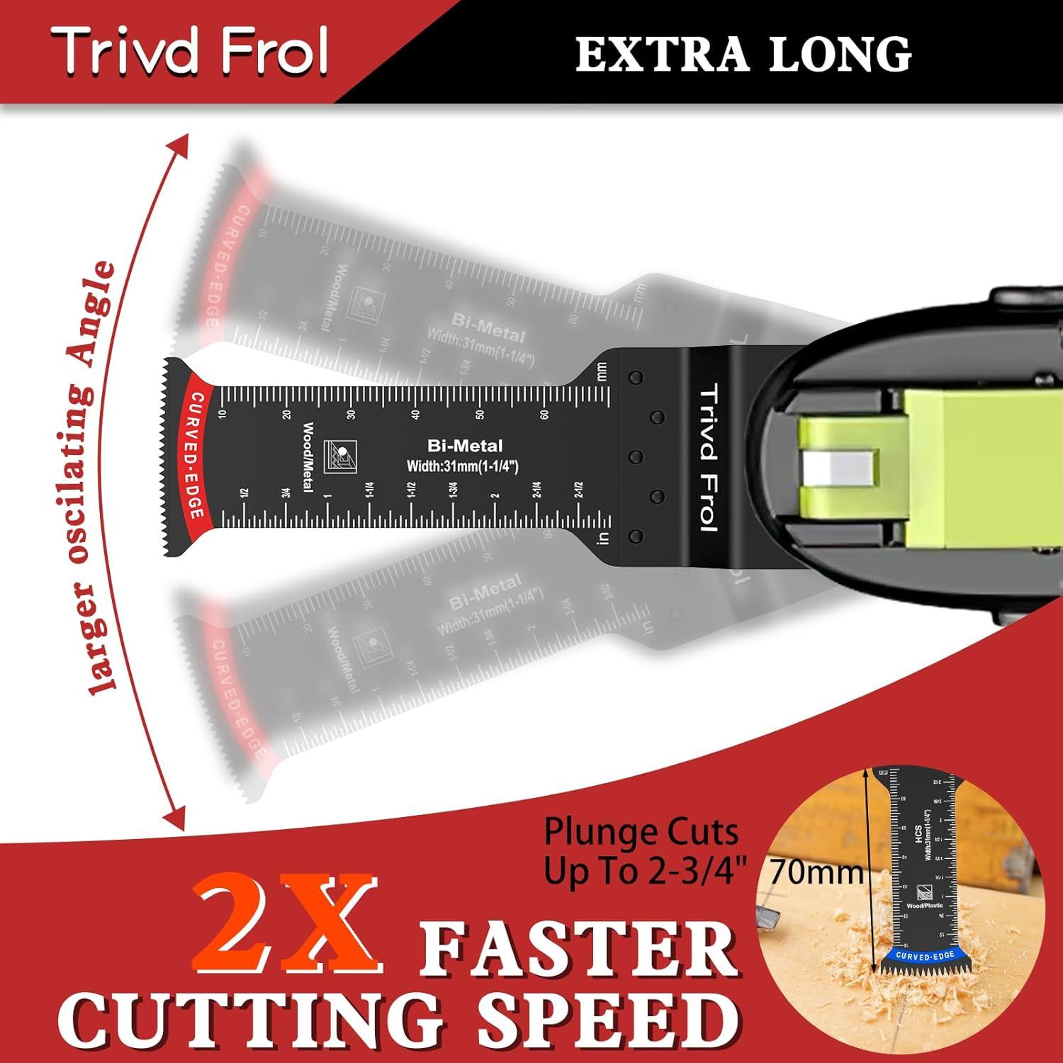 10 Cuchillas de Sierra Oscilante Extra Largas TrivdPro 70mm Bi-Metal