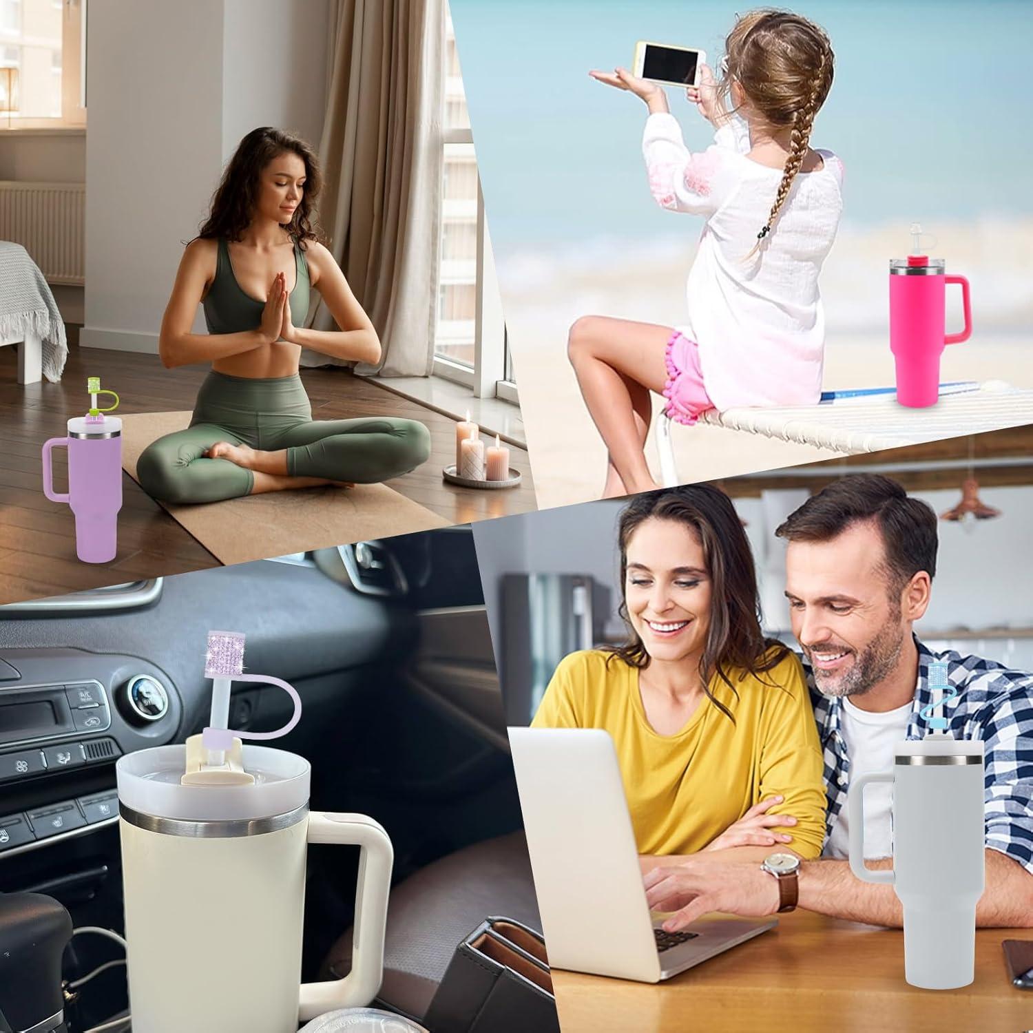 Juego de Accesorios para Taza Stanley 4Pcs Cubiertas de Paja 30/40oz