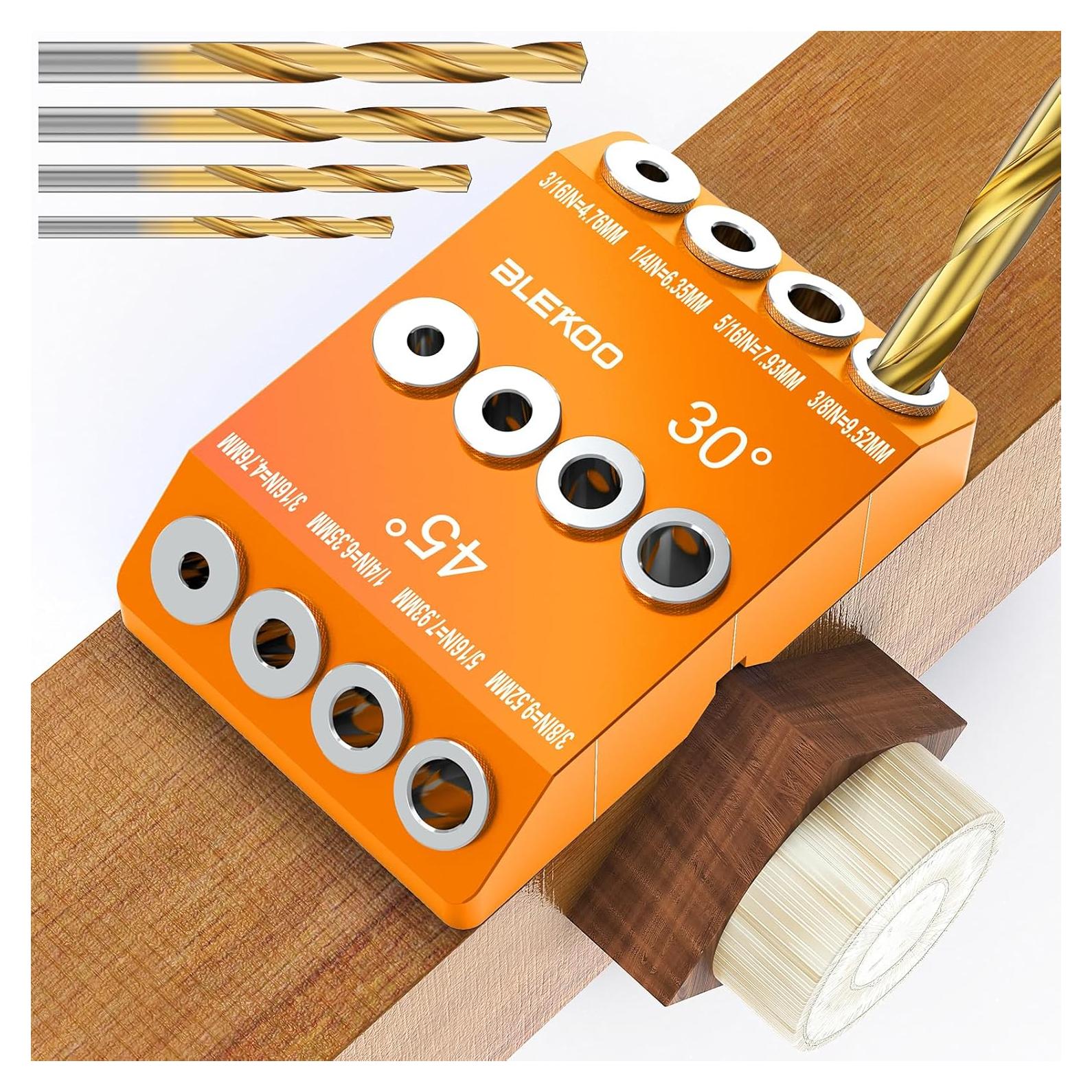 Plantilla de Taladro en Ángulo BLEKOO Naranja con 4 Brocas