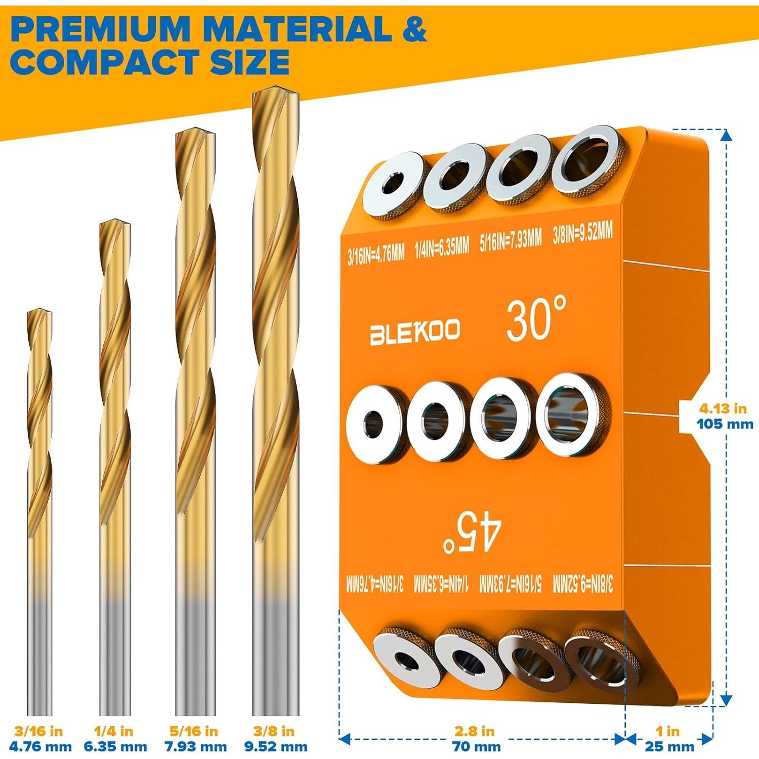 Plantilla de Taladro en Ángulo BLEKOO Naranja con 4 Brocas