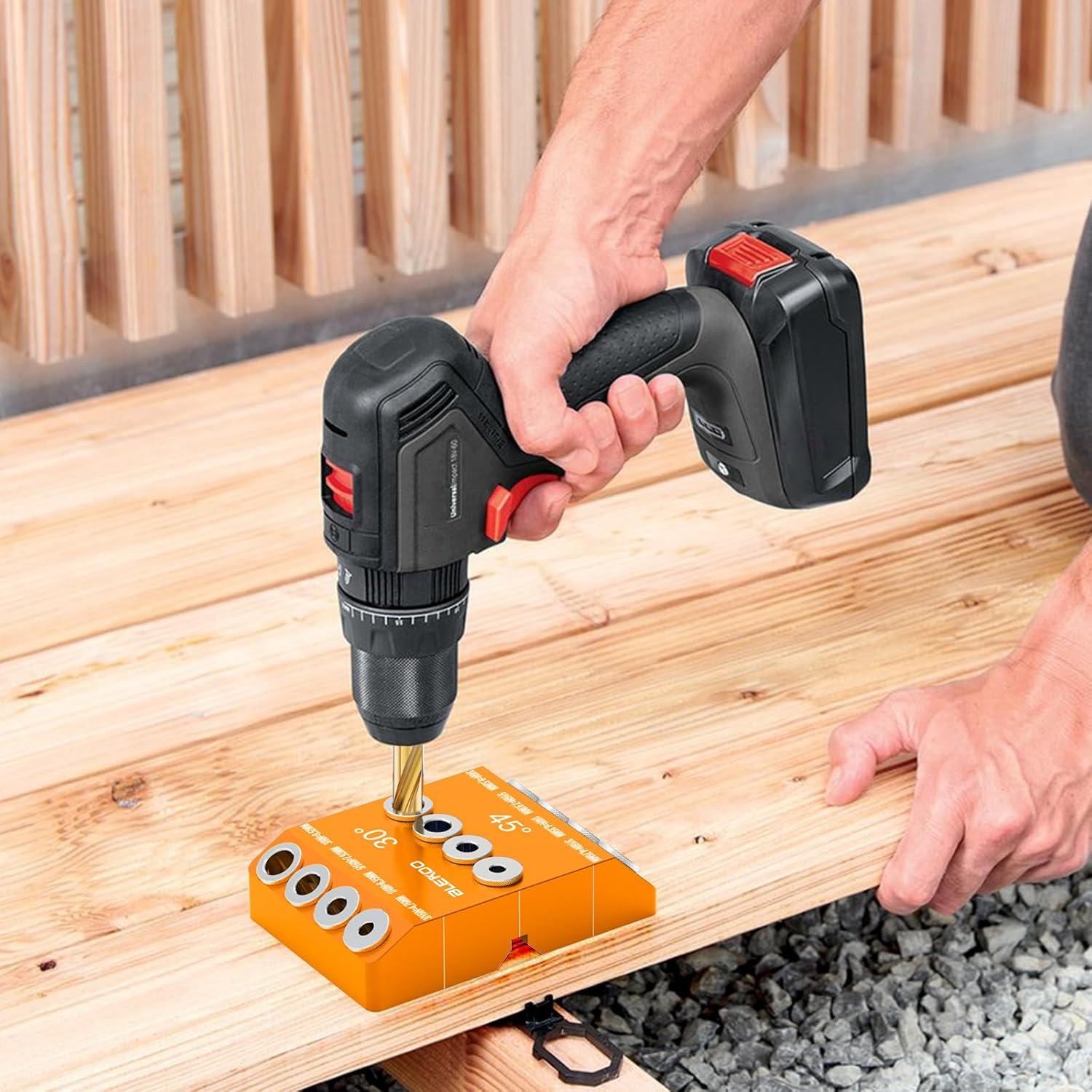 Plantilla de Taladro en Ángulo BLEKOO Naranja con 4 Brocas