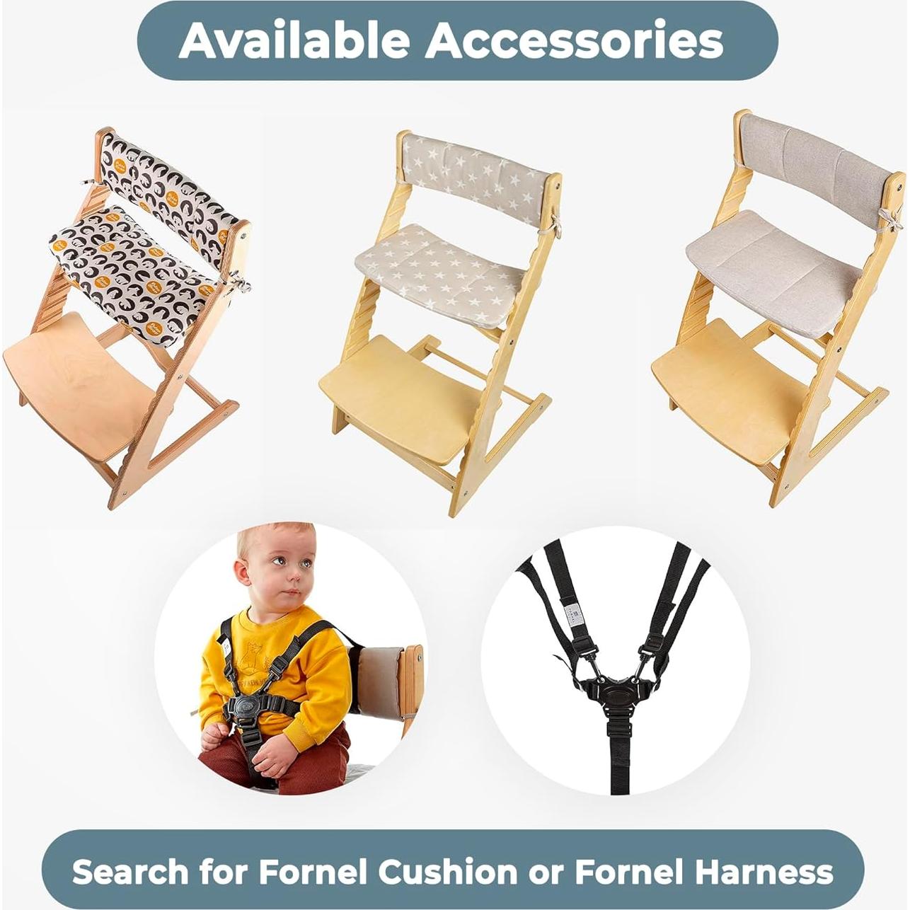 Silla Alta Fornel de Madera Ajustable para Niños - Gris