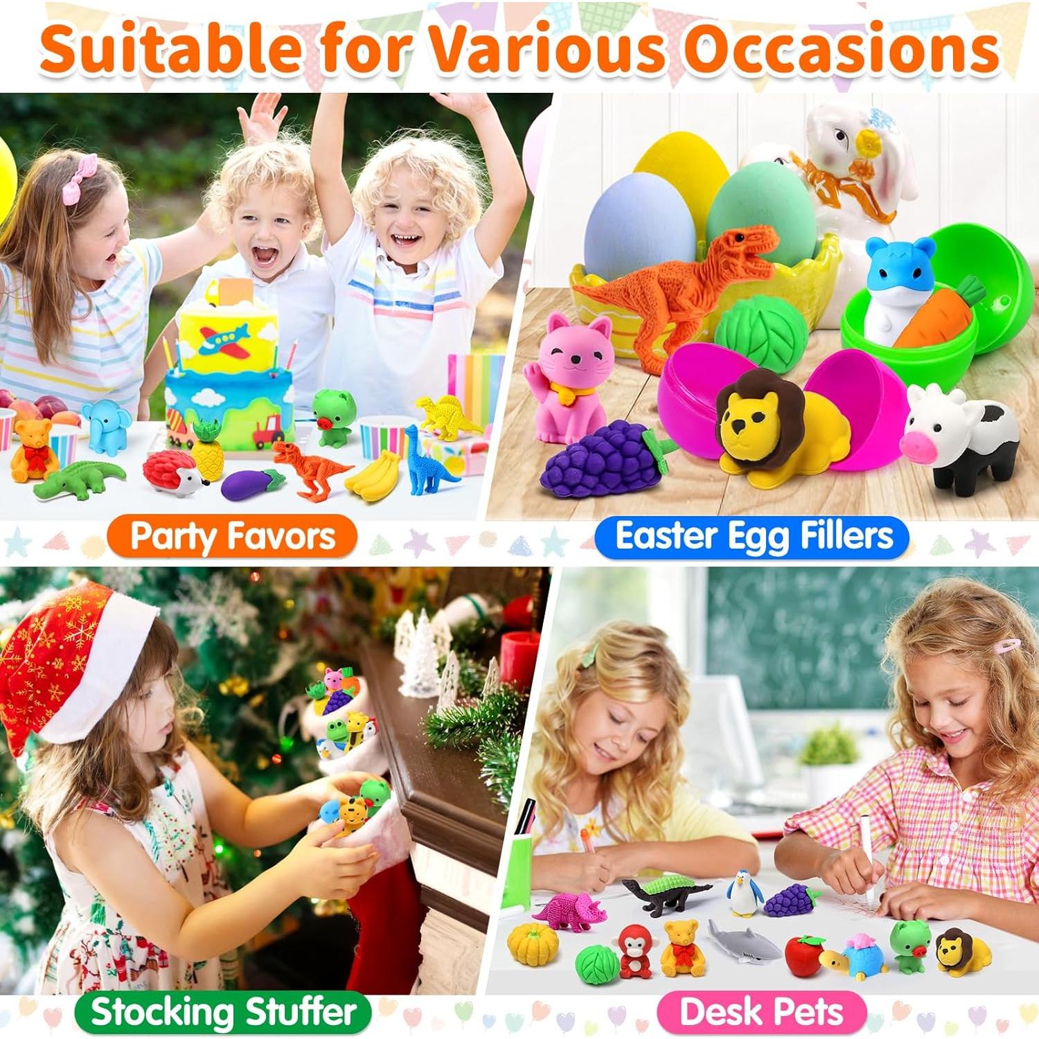 Gomas de Borrar 3D Arscniek - 40 Piezas Animales y Comida