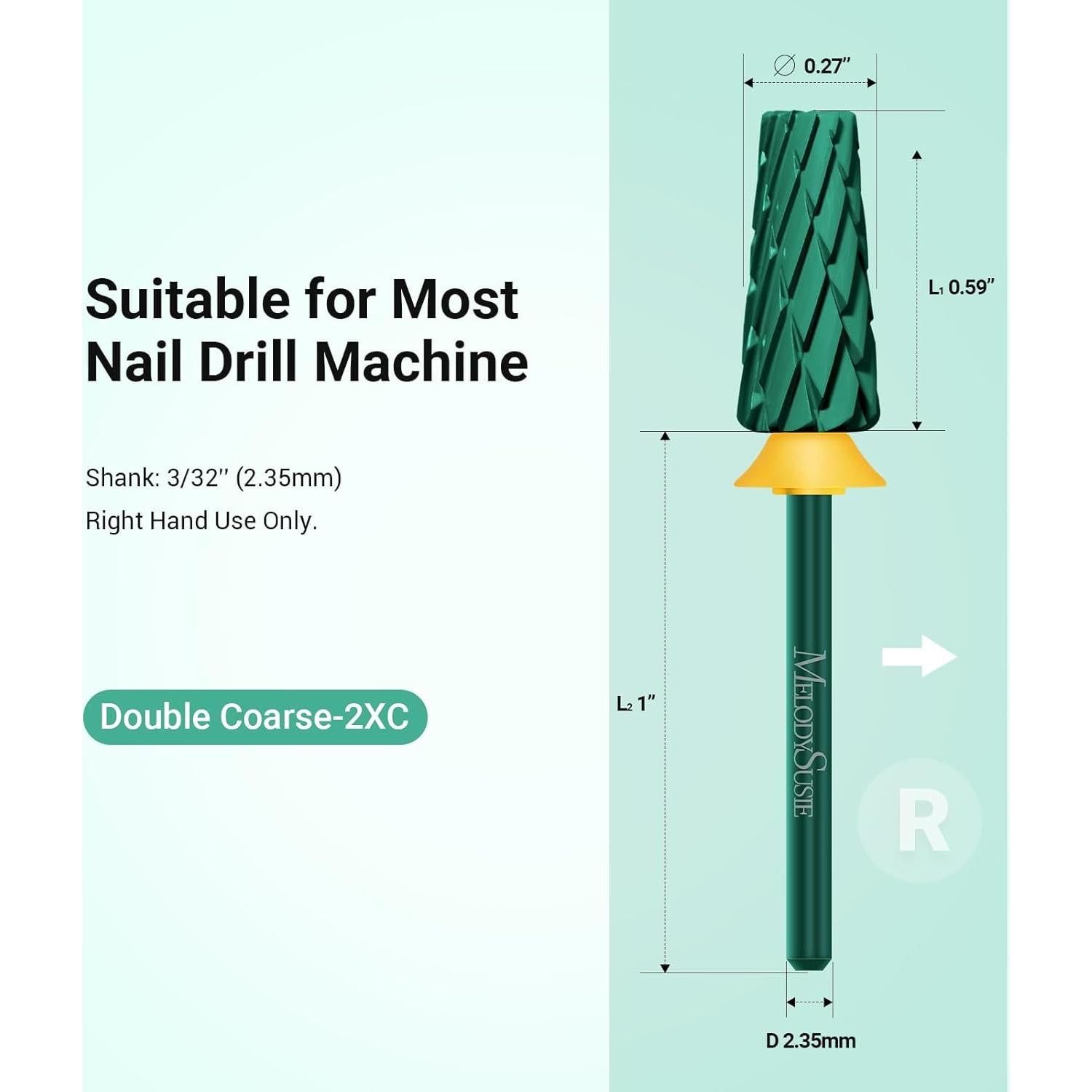 Brocas de Taladro para Uñas MelodySusie 5 en 1 Carburo Verde