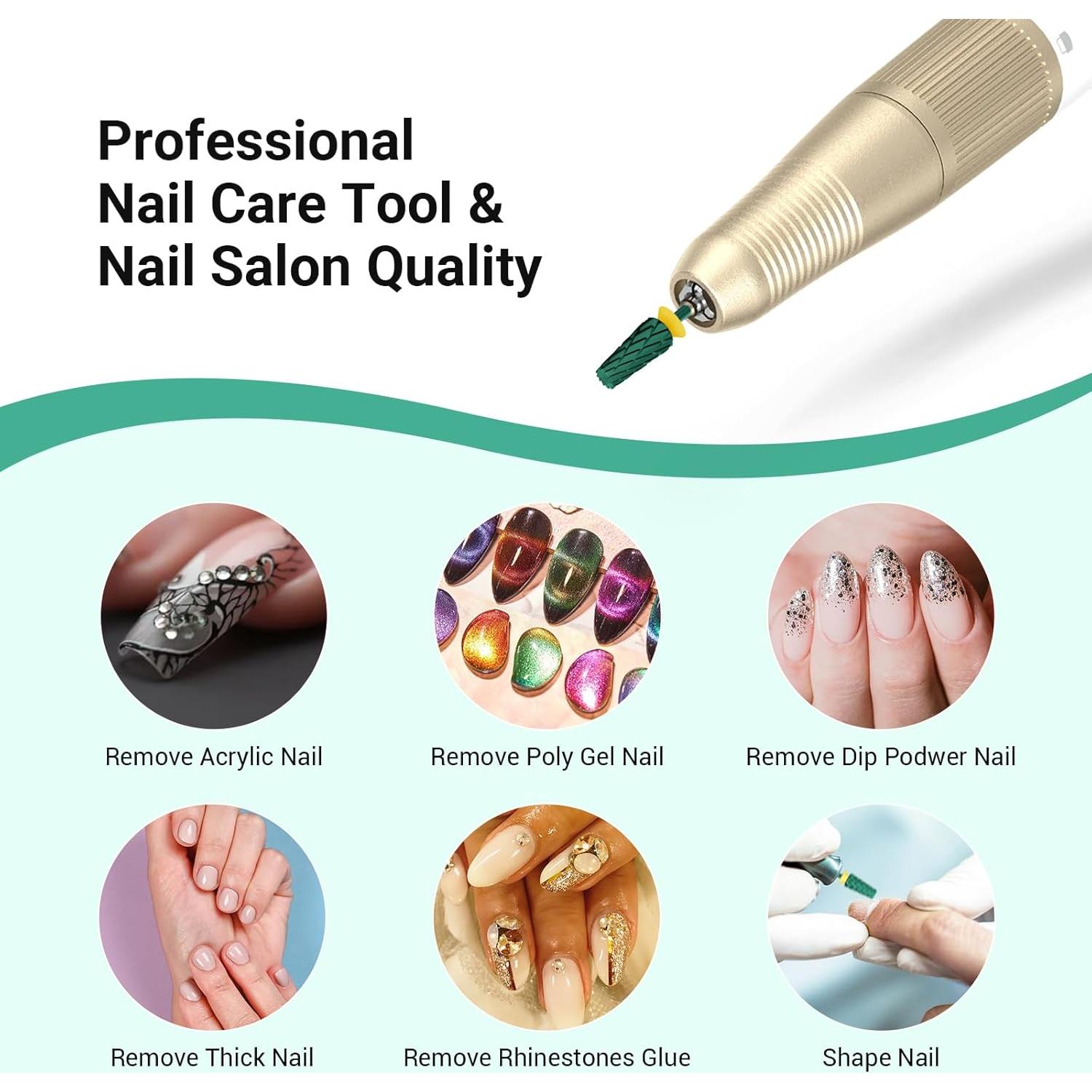 Brocas de Taladro para Uñas MelodySusie 5 en 1 Carburo Verde