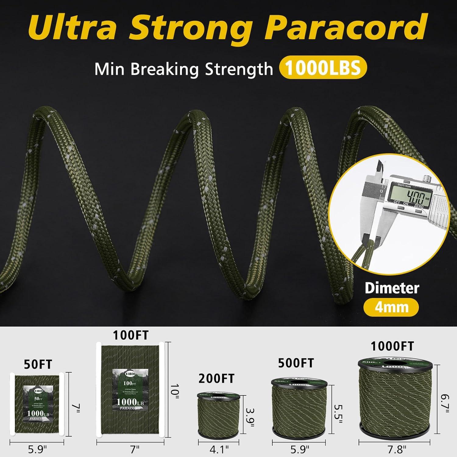Cuerda Paracord Reflectante 4mm X XBEN 15.24m Verde Amy