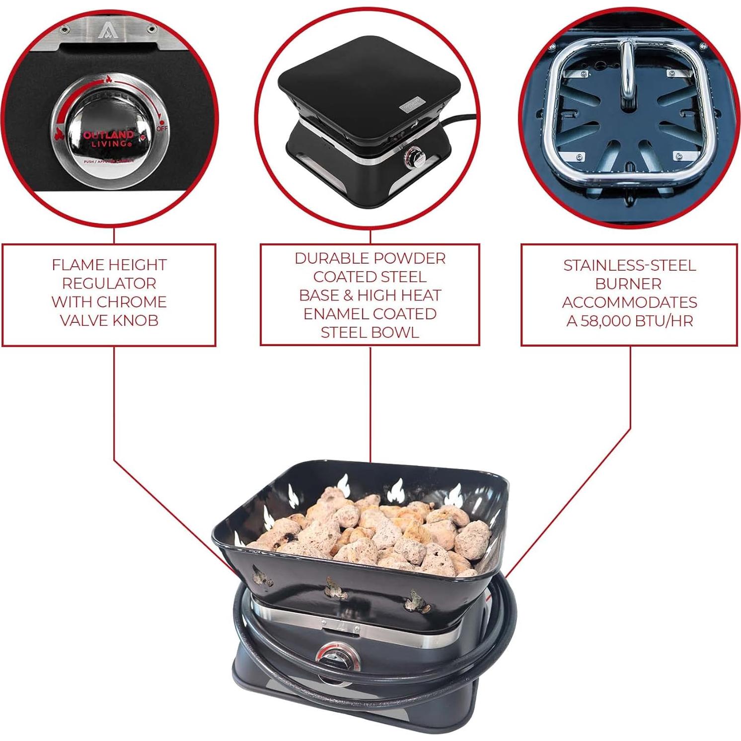 Fogón Portátil Outland Living Firecube 10,21 kg Cuadrado