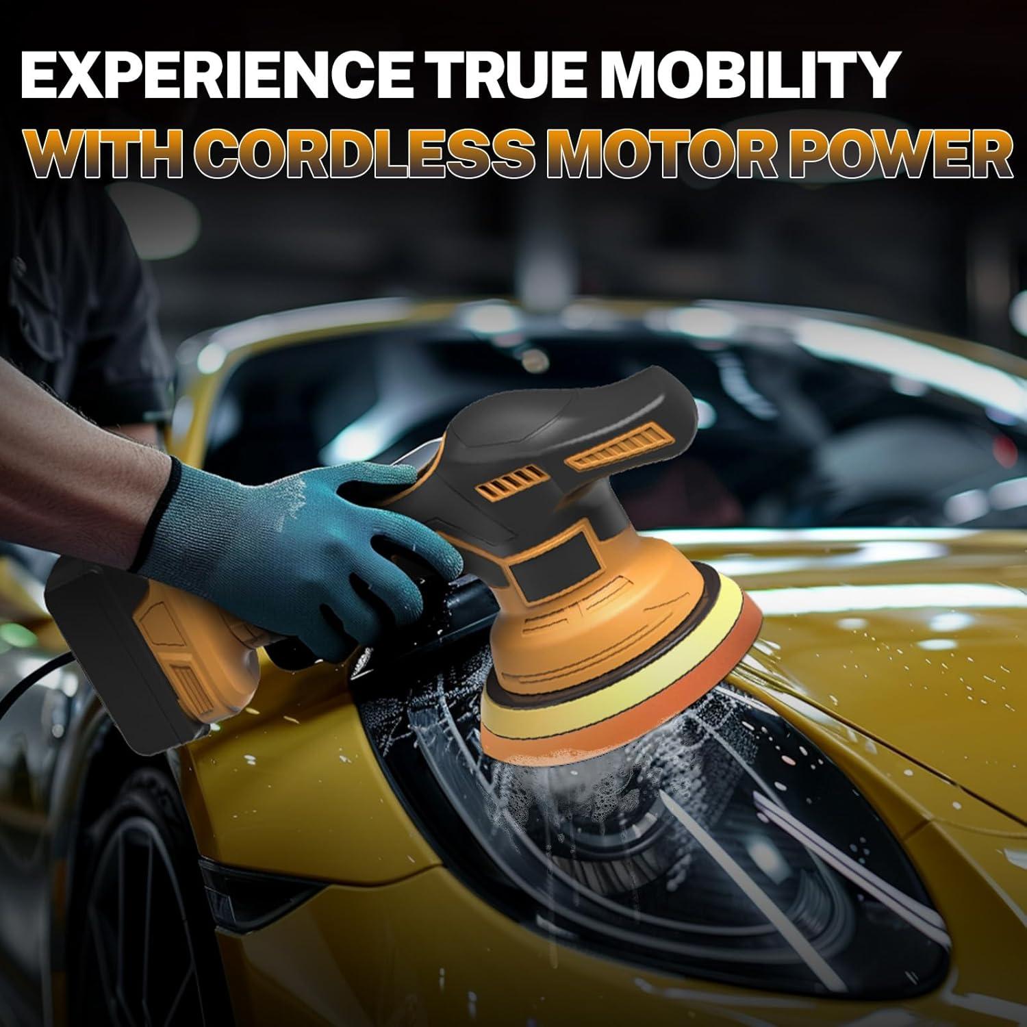 Cordless Car Buffer Polisher with 8 Variable Speed, Orbital Polisher for Dewalt 20V Max Battery, Car Polisher for Detailing/Polishing/Waxing (Tools Only)