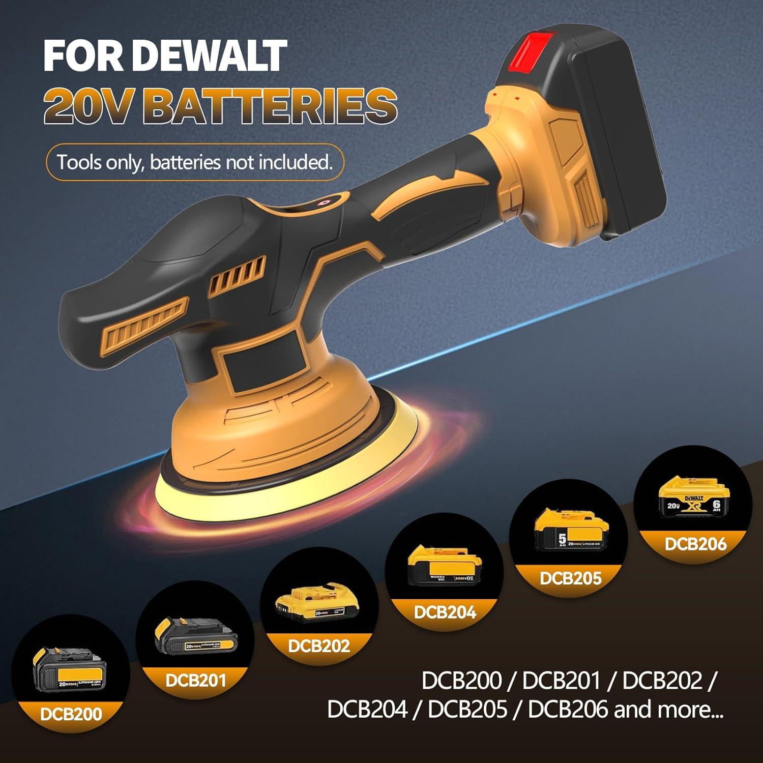 Cordless Car Buffer Polisher with 8 Variable Speed, Orbital Polisher for Dewalt 20V Max Battery, Car Polisher for Detailing/Polishing/Waxing (Tools Only)