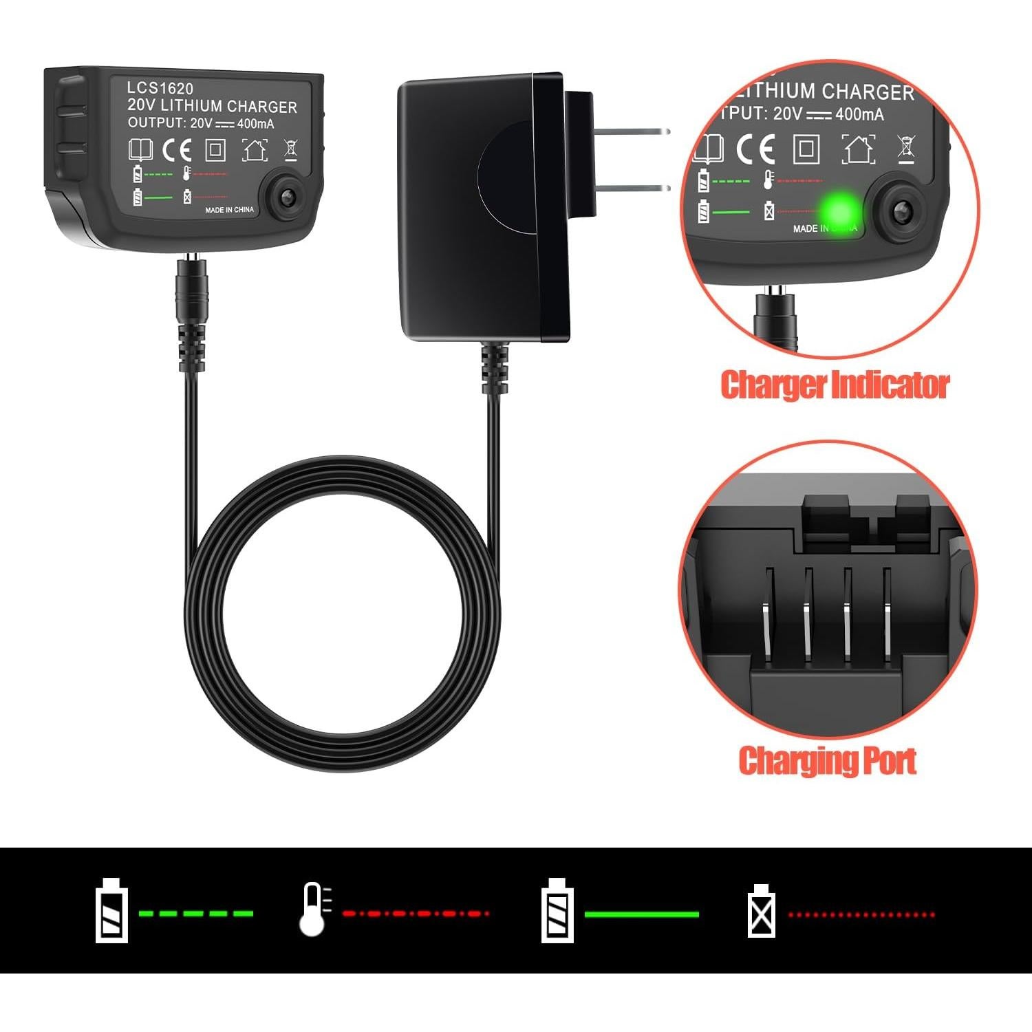 Paquete de 2 Baterías Li-ion 3000mAh 20V PEYESTEN con Cargador