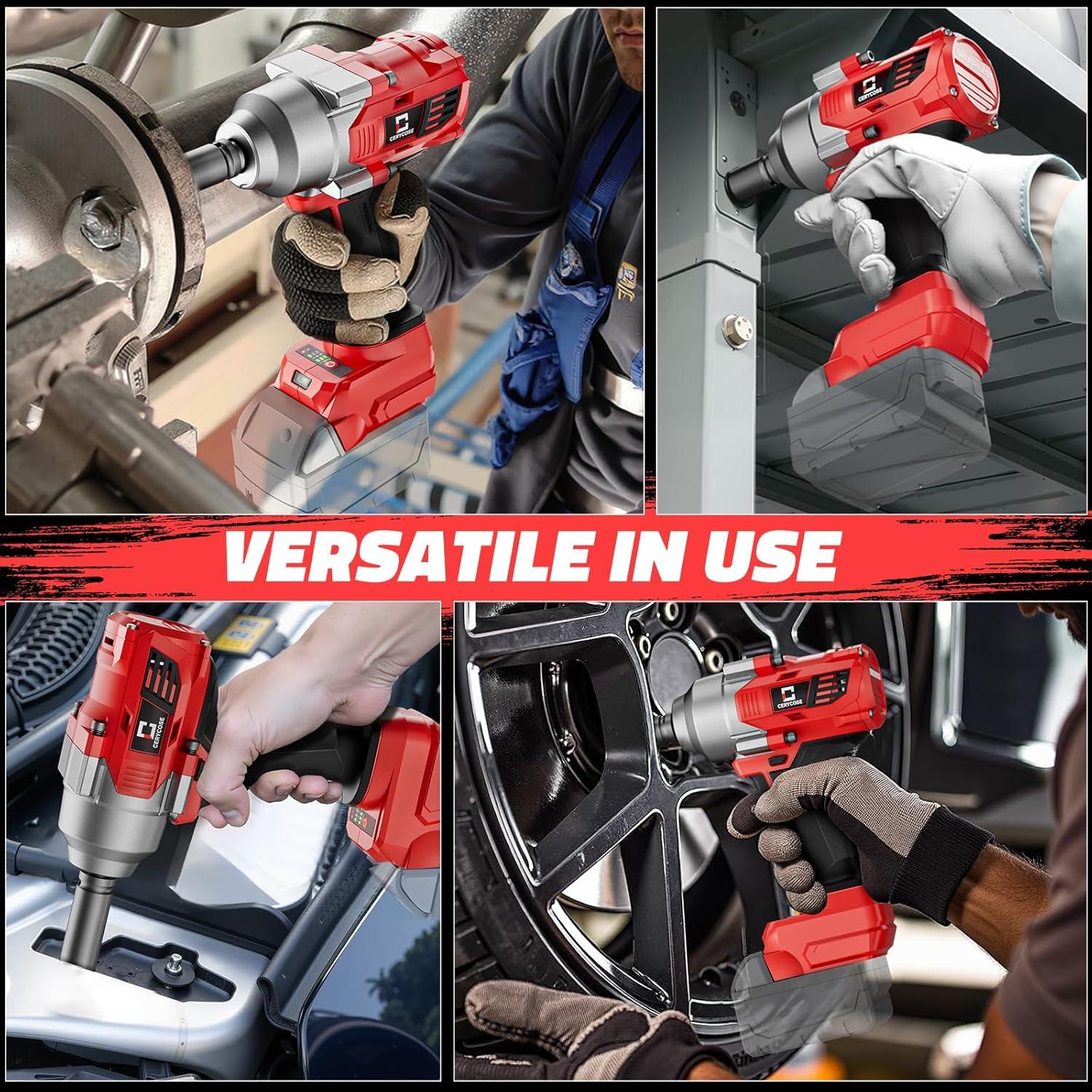 Cordless Impact Wrench 1/2 inch for Milwaukee 18v Battery – Brushless High Torque Impact Driver Gun with 750Ft-lbs Torque, LED Work Light, Ergonomic Design for Heavy-Duty Performance(no battery)