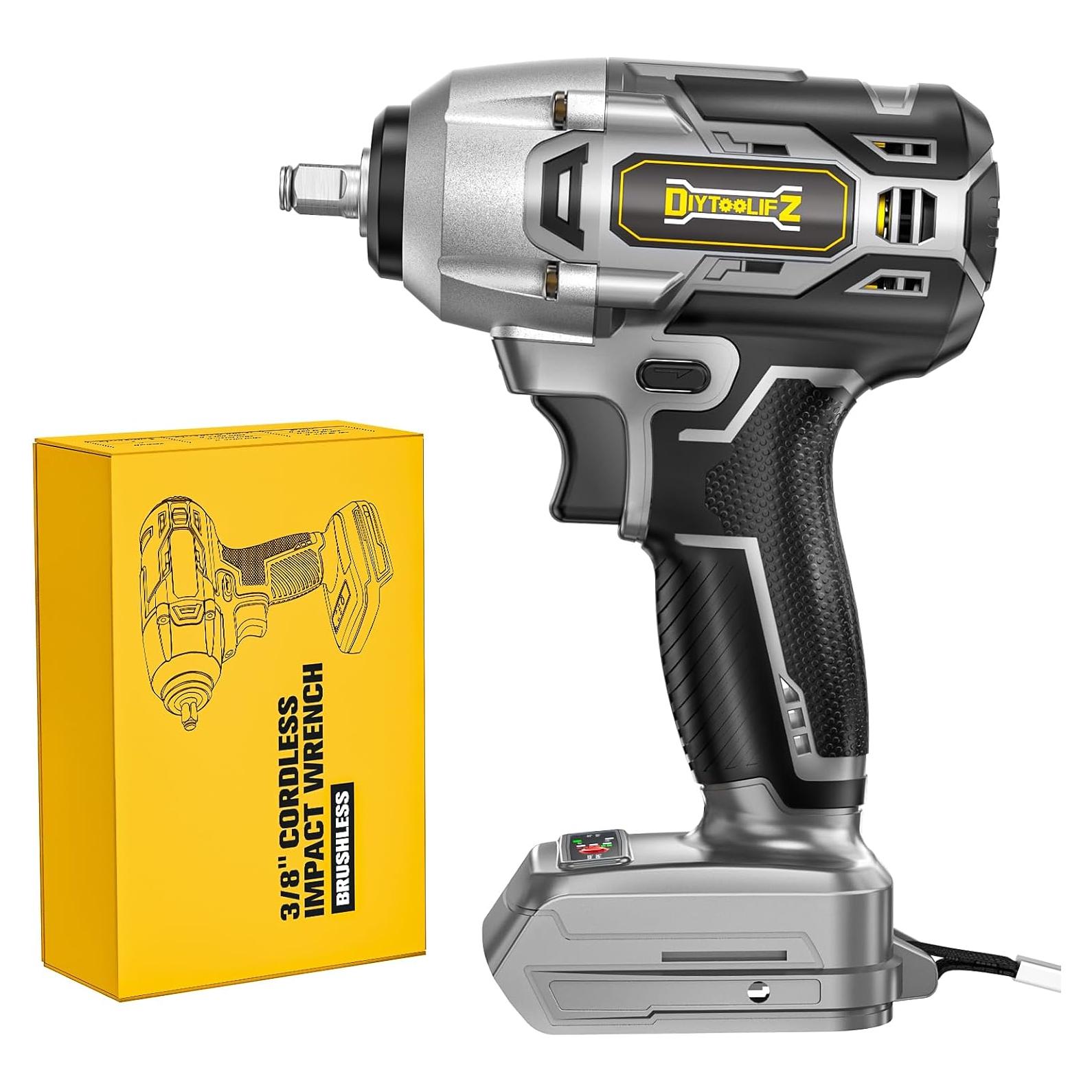 Llave de impacto inalámbrica 3/8" DIYtoolifz 250 pies-libras 20V