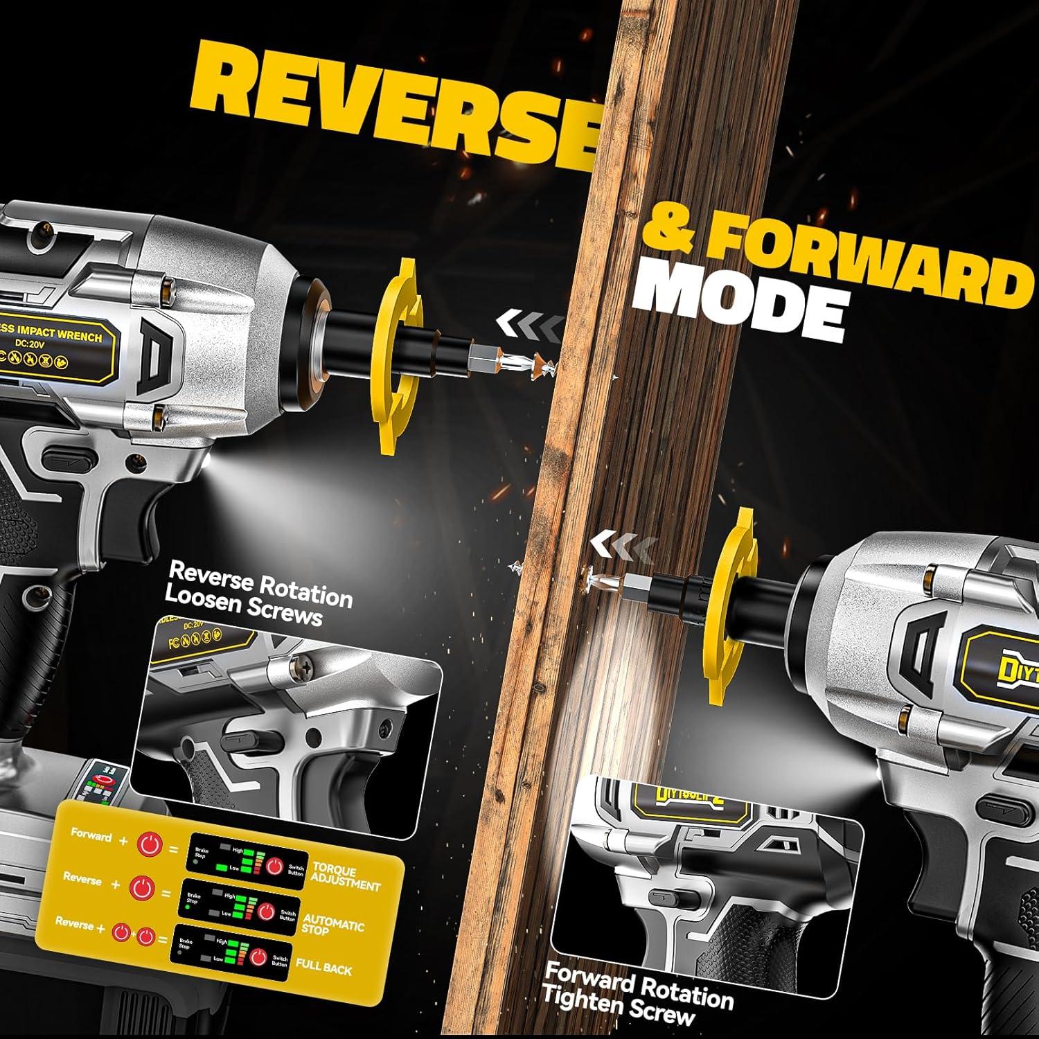 Llave de impacto inalámbrica 3/8" DIYtoolifz 250 pies-libras 20V