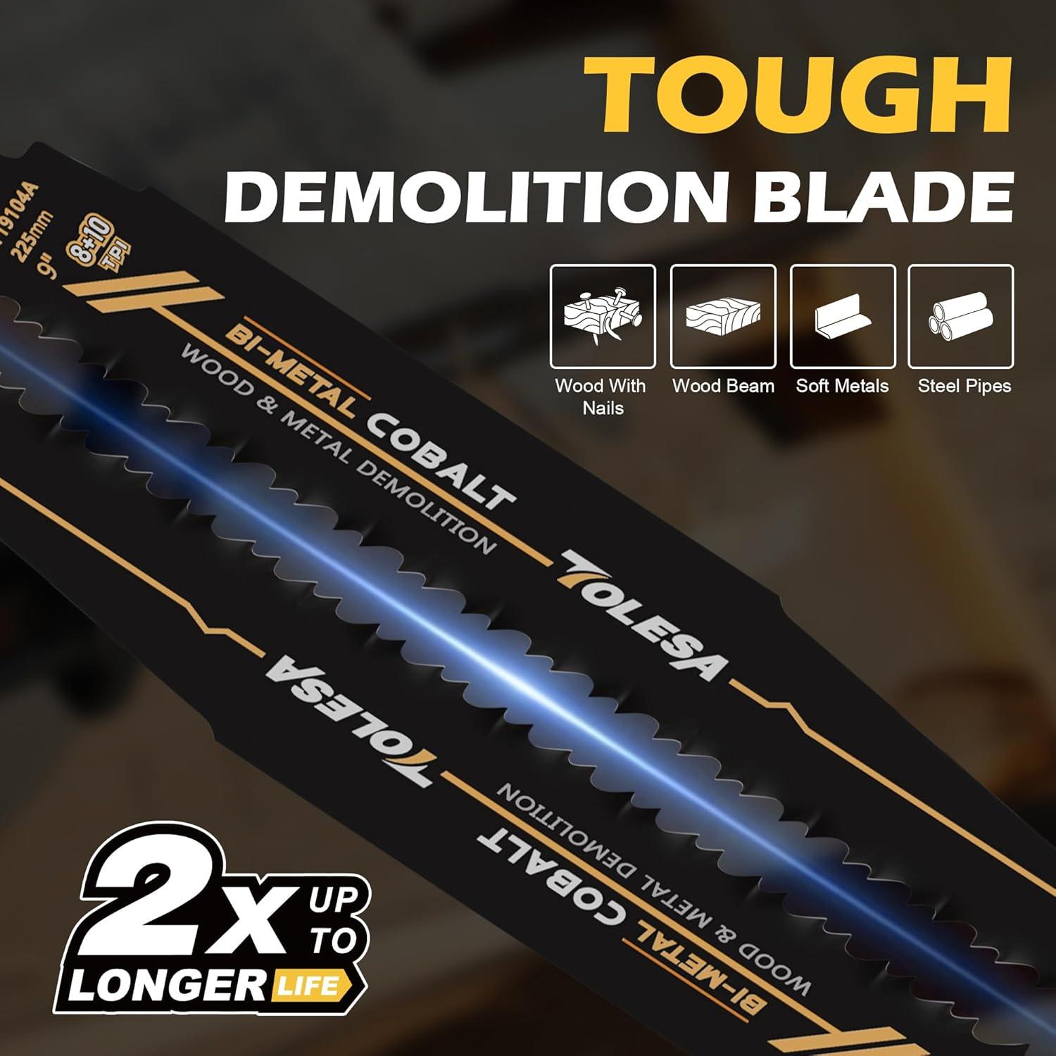 Hojas de Sierra Recíproca TOLESA 9" Bi-Metal 8+10 TPI - Paquete de 10