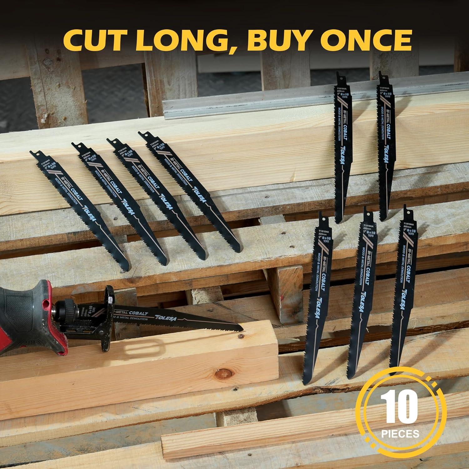 Hojas de Sierra Recíproca TOLESA 9" Bi-Metal 8+10 TPI - Paquete de 10