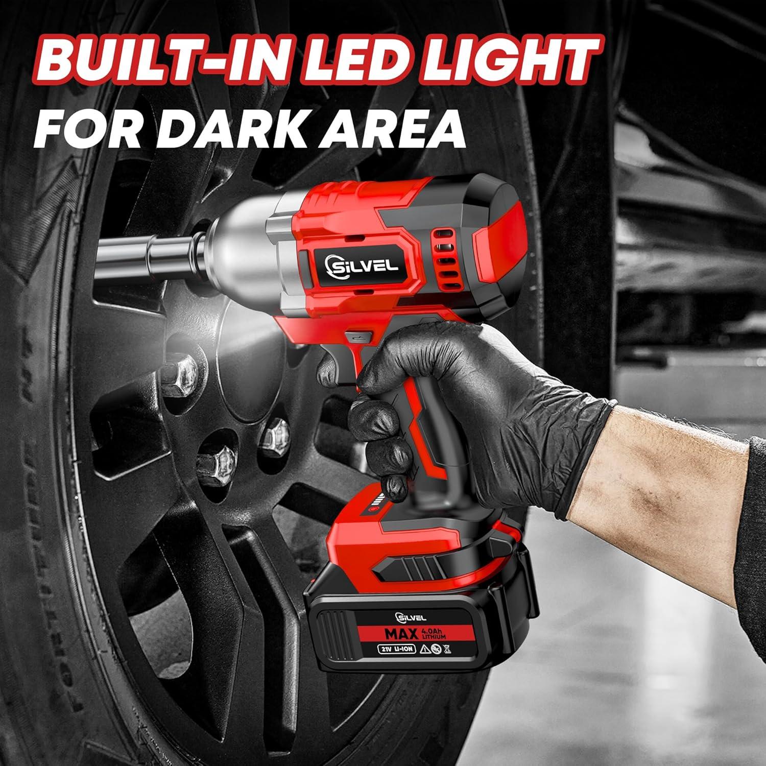 Llave de impacto inalámbrica SILVEL 650N.m 3200RPM 4.0Ah