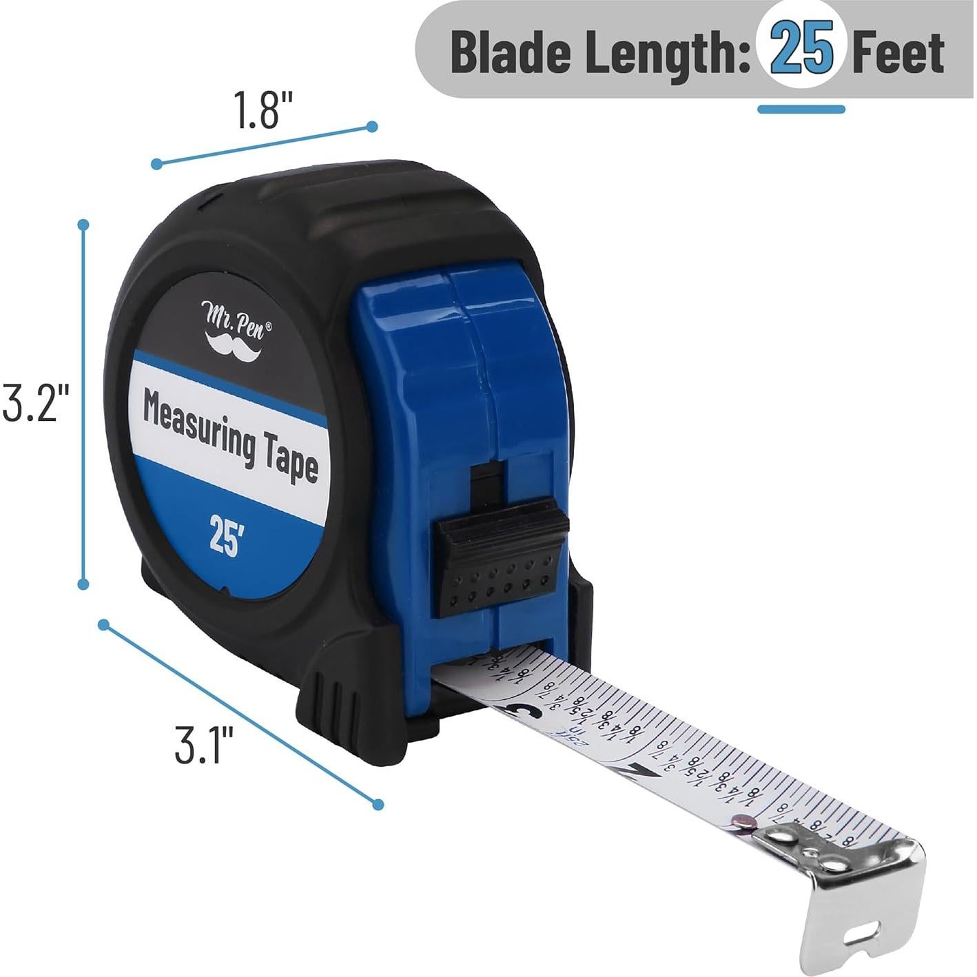 Cinta Métrica Mr. Pen 7.62m Acero Azul Oscuro con Bloqueo