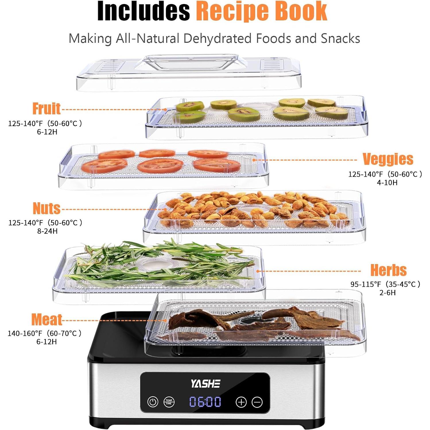 Deshidratador de Alimentos YASHE FD-1019 5 Bandejas 420W