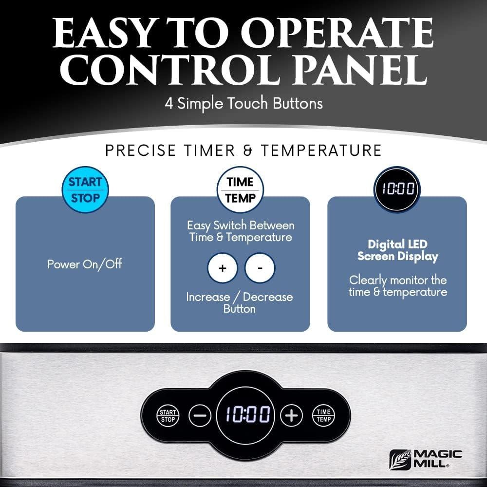 Deshidratadora de Alimentos Magic Mill MFD-5000 | 5 Bandejas de Acero Inoxidable