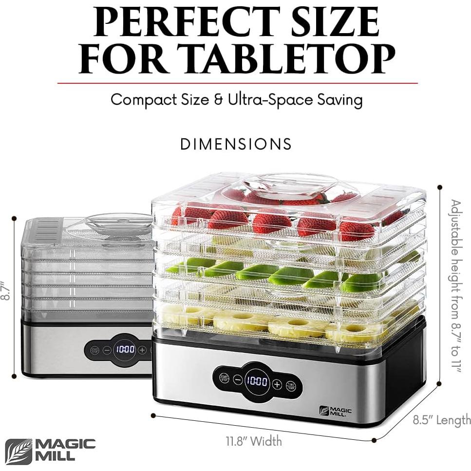 Deshidratadora de Alimentos Magic Mill MFD-5000 | 5 Bandejas de Acero Inoxidable