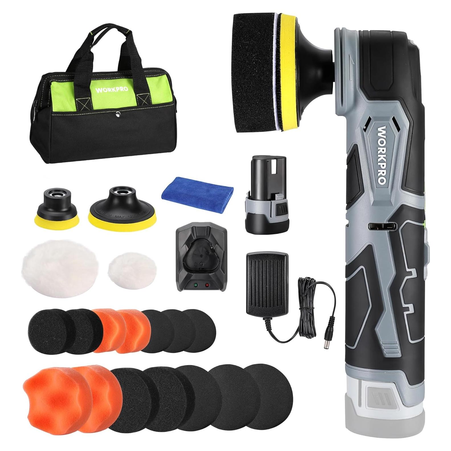 Pulidor Mini Inalámbrico WORKPRO 12V 3000RPM Kit Completo