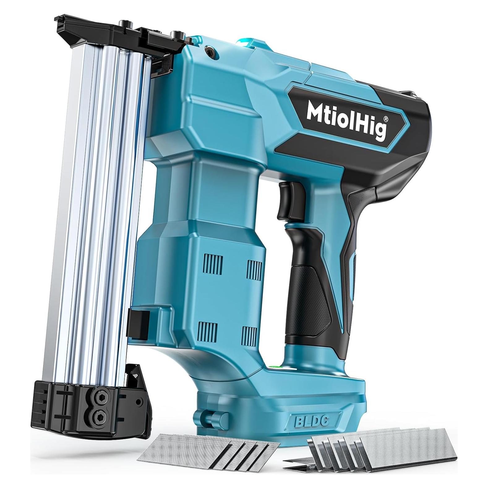 Cordless Brad Nailer 2-in-1 for Makita Battery, 5/8 to 1-1/4 Inch Electric Nail Gun/Staple Gun, 18 Gauge Nail Gun Brushless Motor with 1000 Nails for Wood Carpentry, 2 Modes(No Battery)