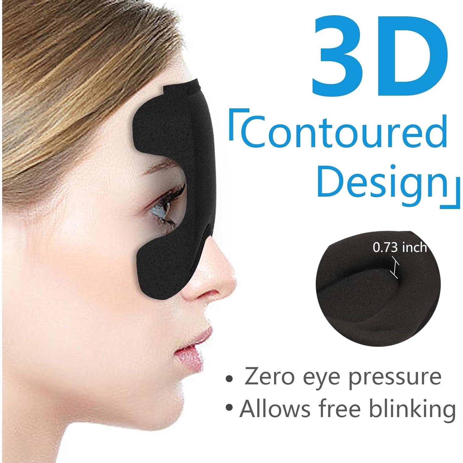 Sleep Mask 3D Eye Mask for Sleeping 100% Light Blocking Eye Covers with Adjustable Strap Night Blindfold for Men Women Memory Foam Black