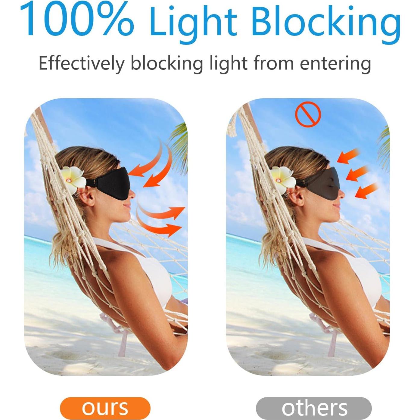 Sleep Mask 3D Eye Mask for Sleeping 100% Light Blocking Eye Covers with Adjustable Strap Night Blindfold for Men Women Memory Foam Black