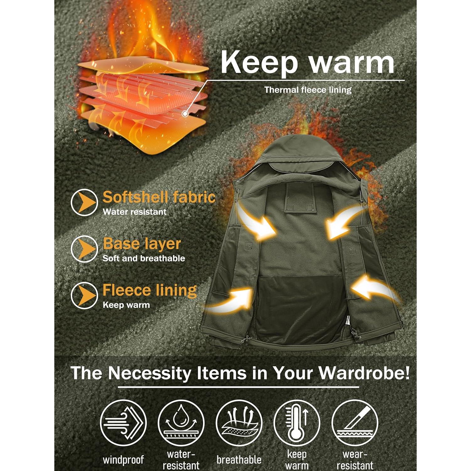 Chaqueta Táctica para Hombre MAGCOMSEN Verde Militar 7 Bolsillos