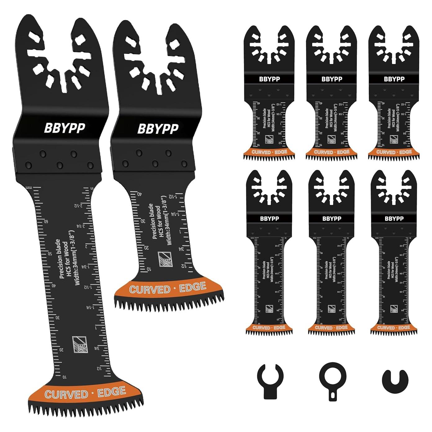 Juego de 6 Hojas de Sierra Oscilante BBYPP Curvadas para Madera y Plástico