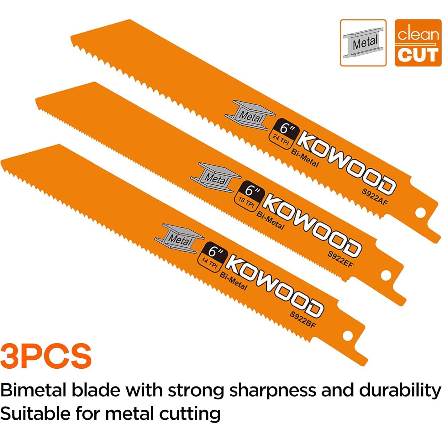 Hoja de sierra recíproca KOWOOD 15 cm HCS Bi-Metal 6 PCS