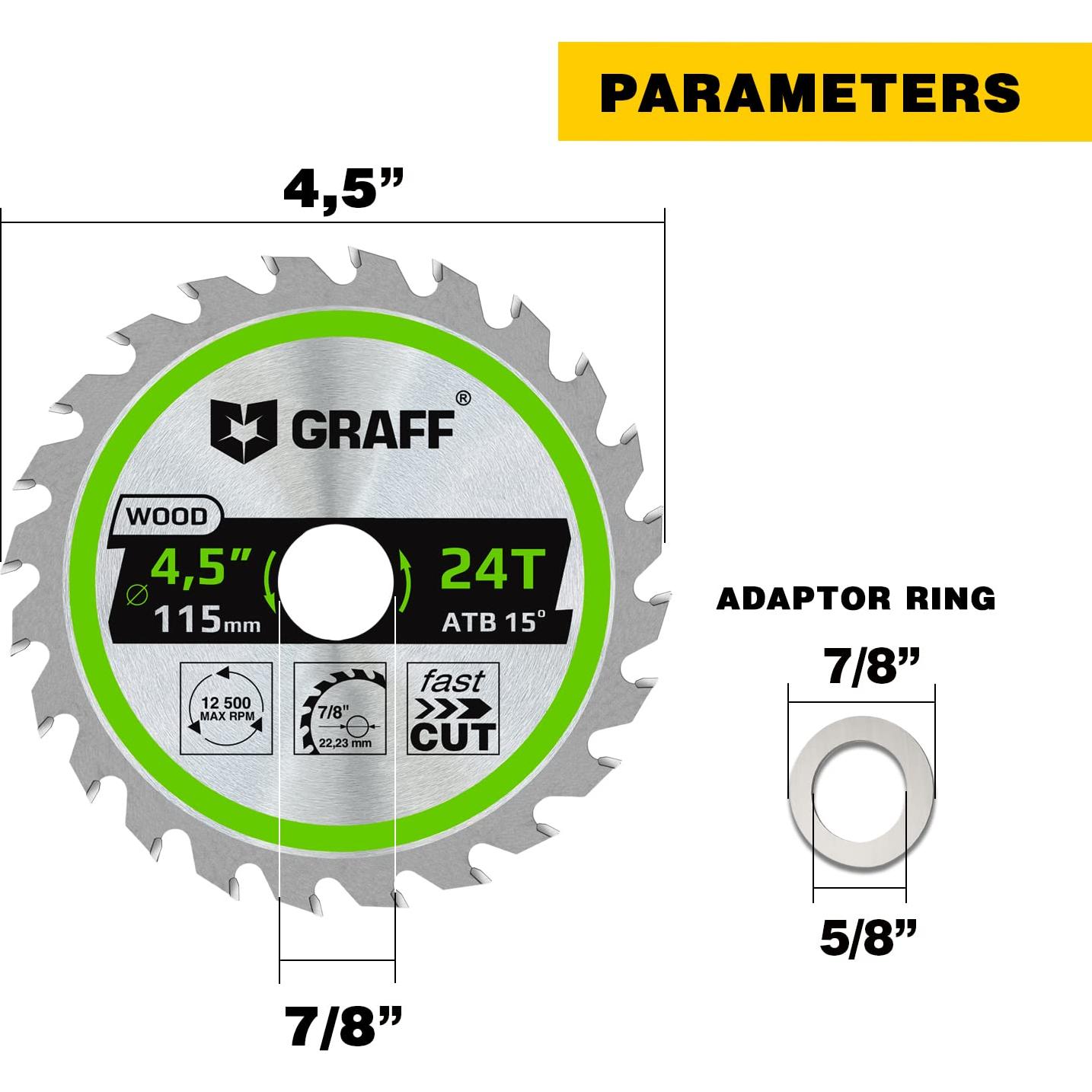 Hoja de Sierra Circular GRAFF 11.43 cm 24 Dientes para Madera