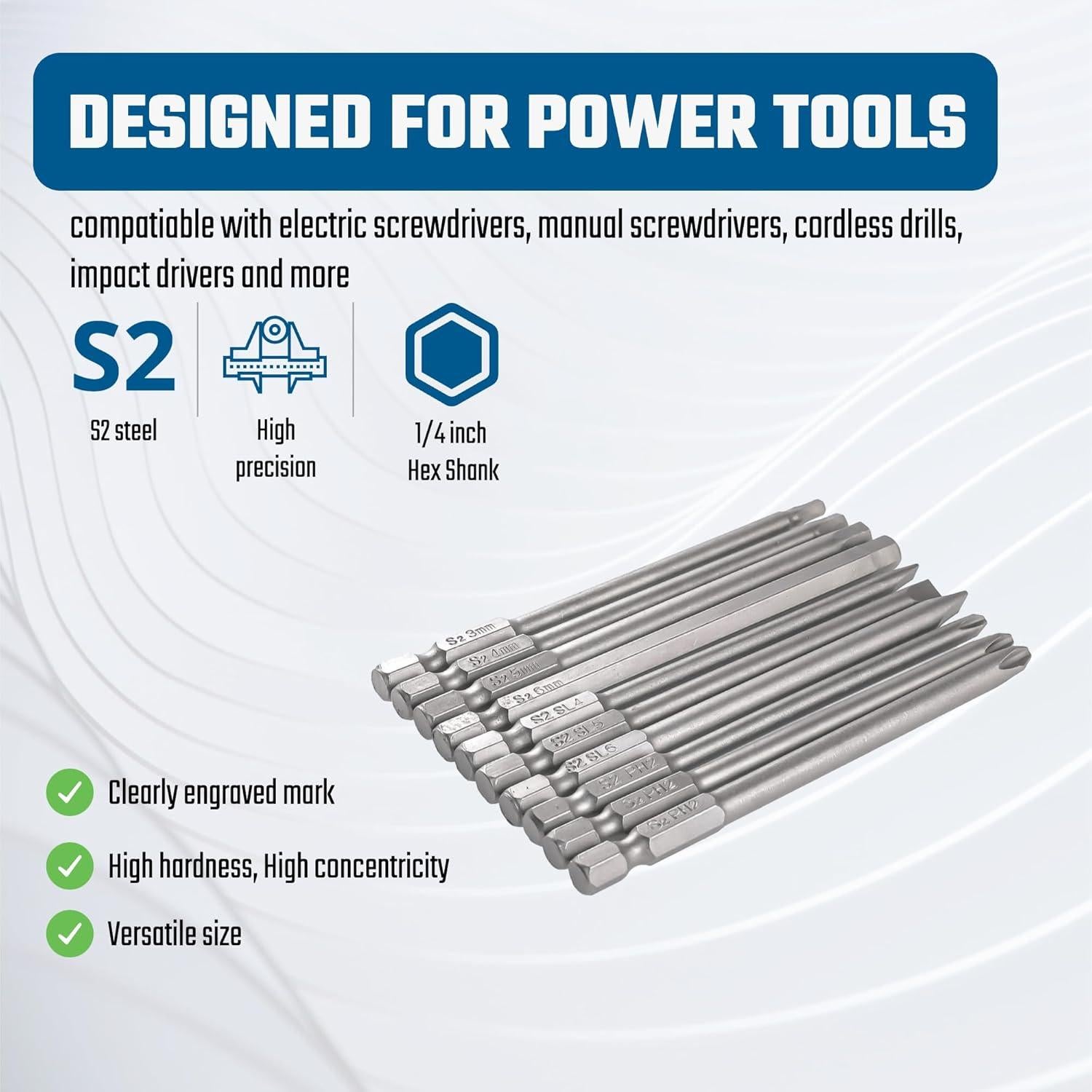 Juego de Puntas de Destornillador VESTTIO 10 Piezas Acero S2