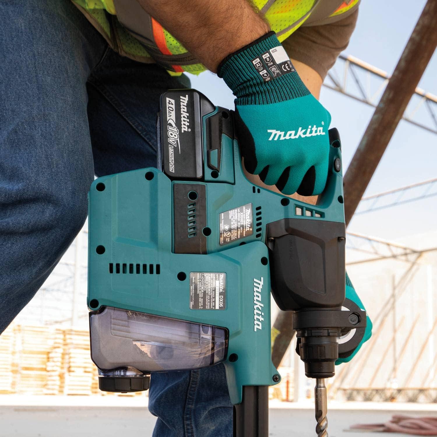 Makita Unisex FitknitÂ T 04117 FitKnit Cut Level 1 Nitrile Coated Dipped Gloves Small Medium, Teal/Black, Small Medium US