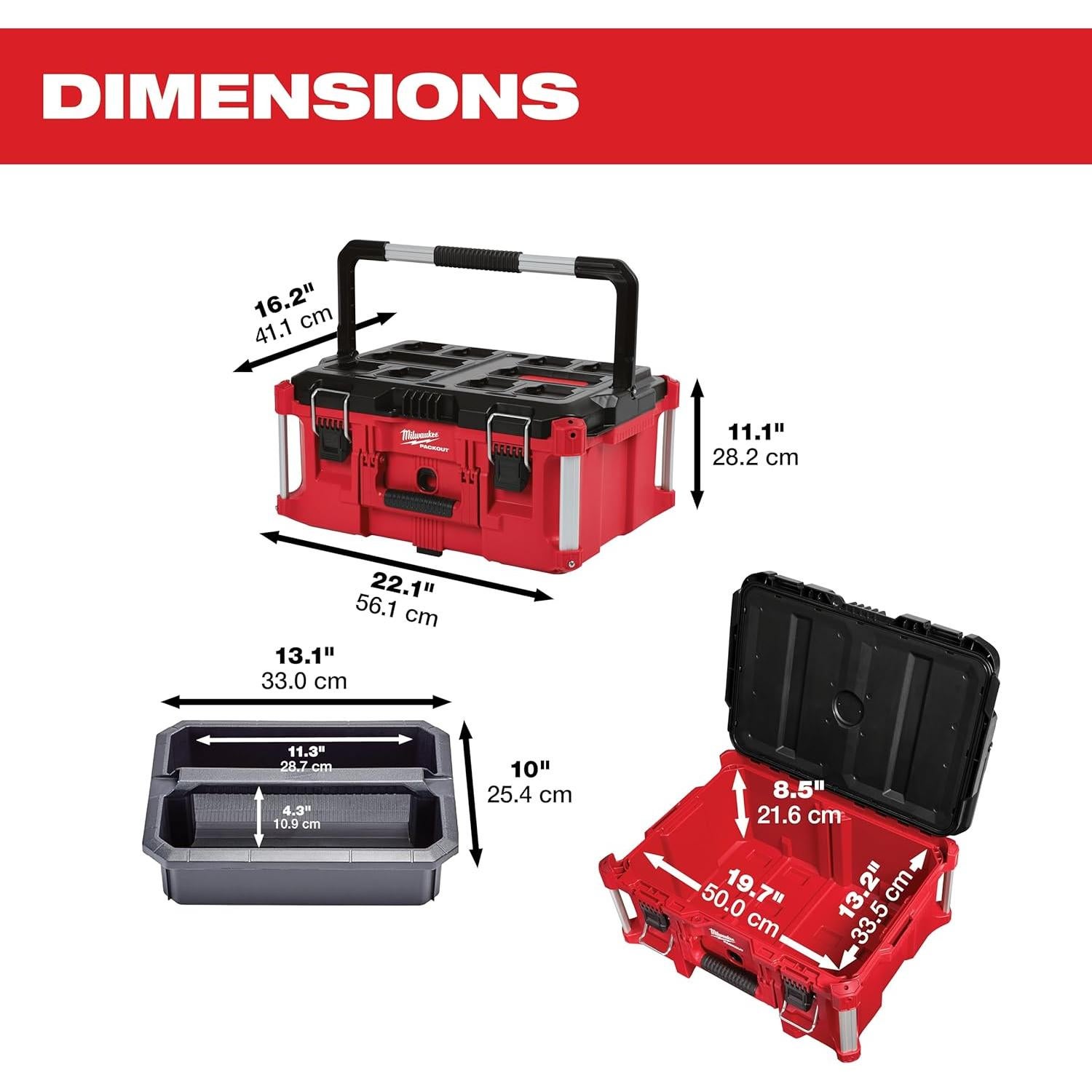 Caja de herramientas grande Milwaukee 48-22-8425 IP65 Roja