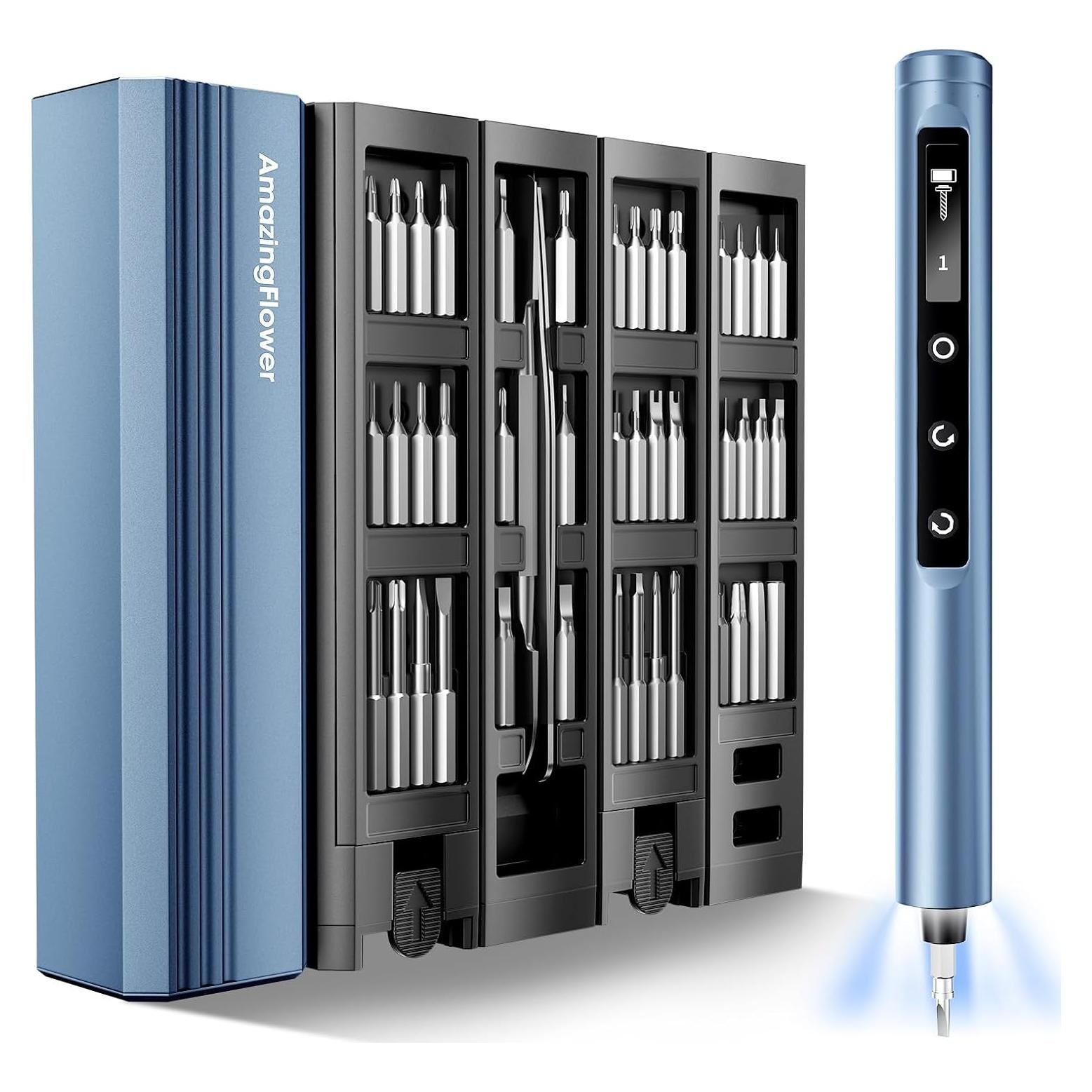 Mini Electric Screwdriver, Precision Screwdriver Set with 42 Drill Bit, Electric Screwdriver Cordless Kit, All-in-One Magnetic Case, 5 Torque Setting, 500mAh Rechargeable Battery Power Screwdriver