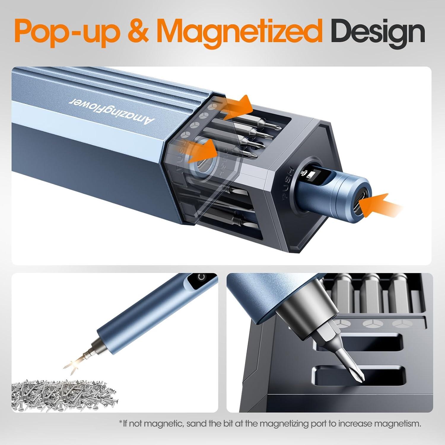 Mini Electric Screwdriver, Precision Screwdriver Set with 42 Drill Bit, Electric Screwdriver Cordless Kit, All-in-One Magnetic Case, 5 Torque Setting, 500mAh Rechargeable Battery Power Screwdriver