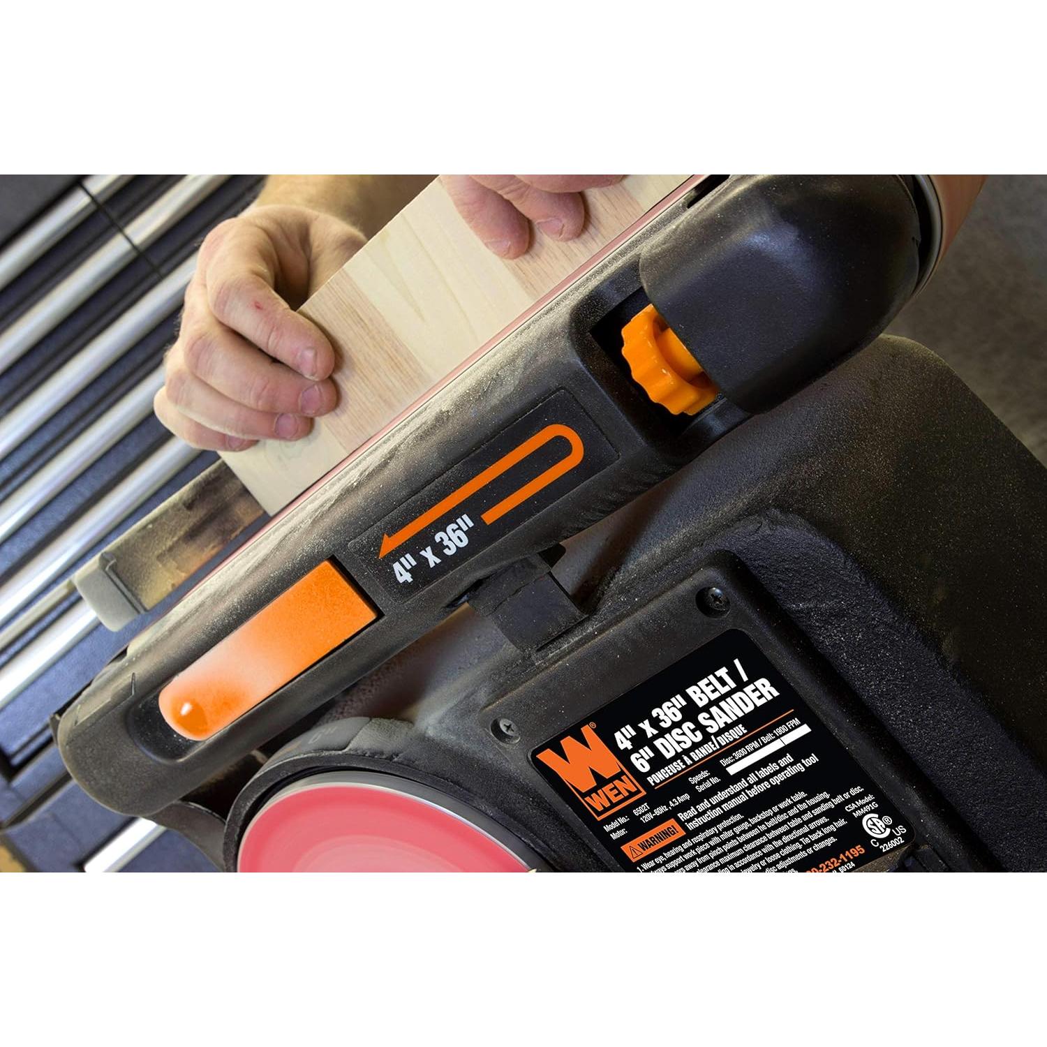 Lijadora de Banda y Disco WEN 6502T 4x36cm y 6" con Base Hierro