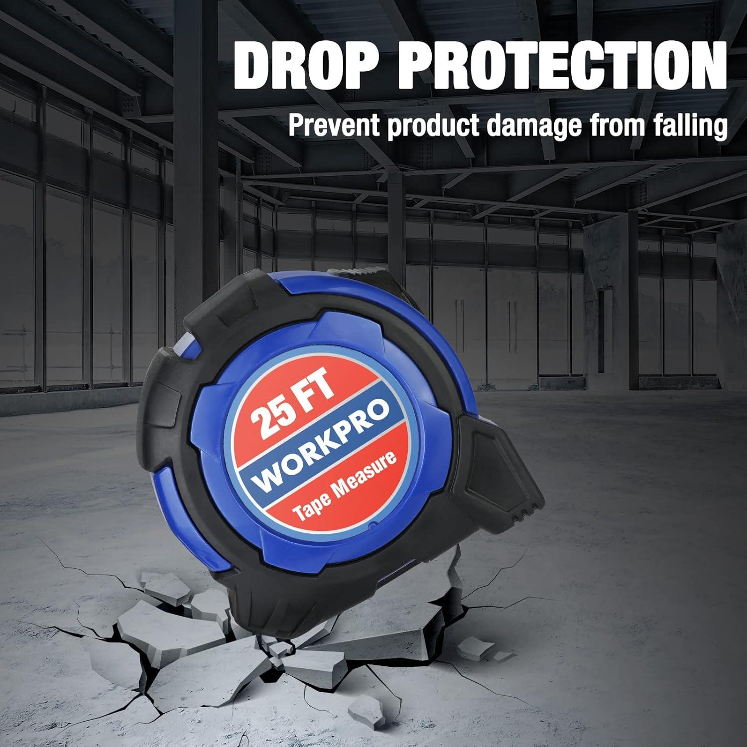Cinta Métrica WORKPRO 7.6M con Gancho Magnético y Bloqueo