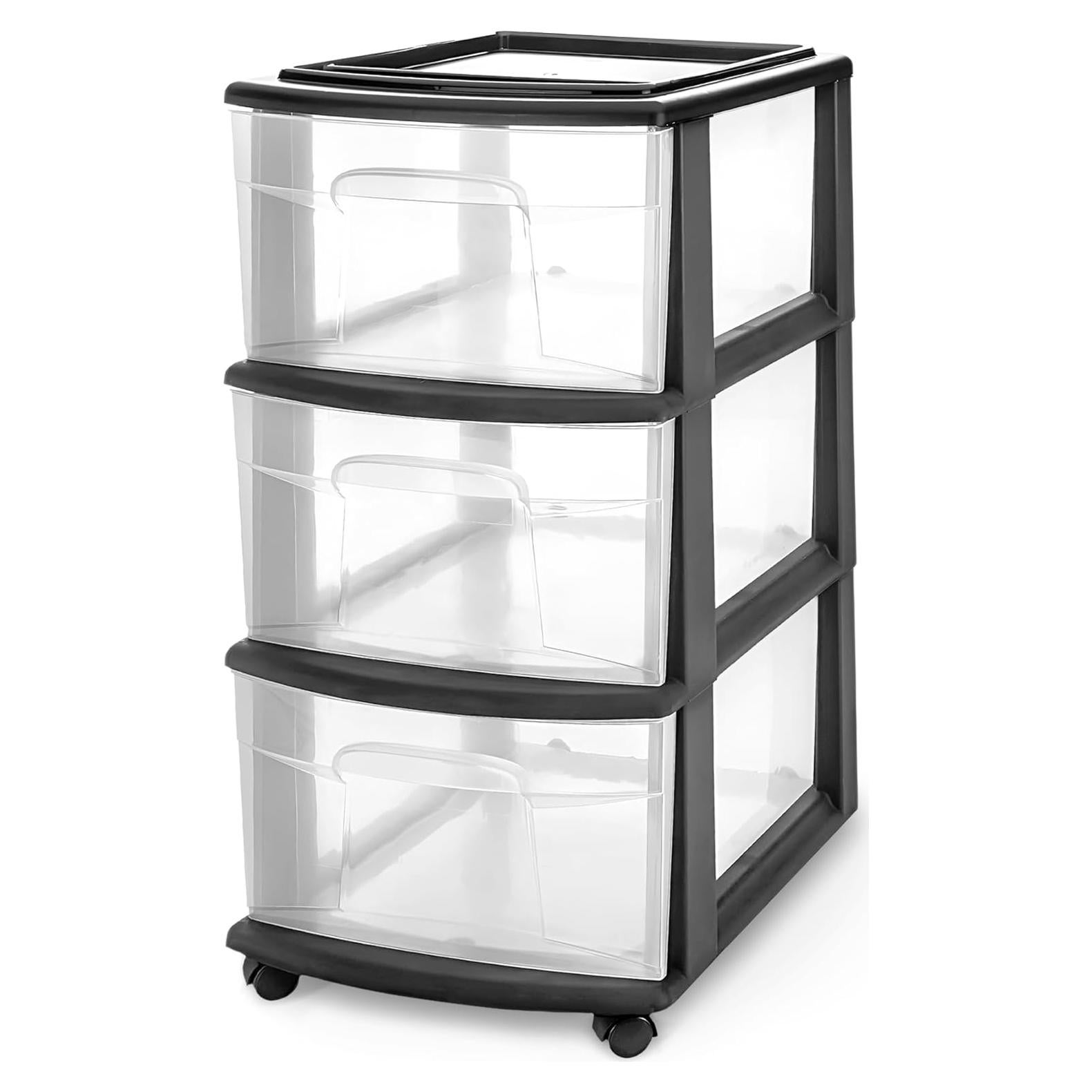 Carro Organizador HOMZ de 3 Cajones Plástico Negro 64.77 cm