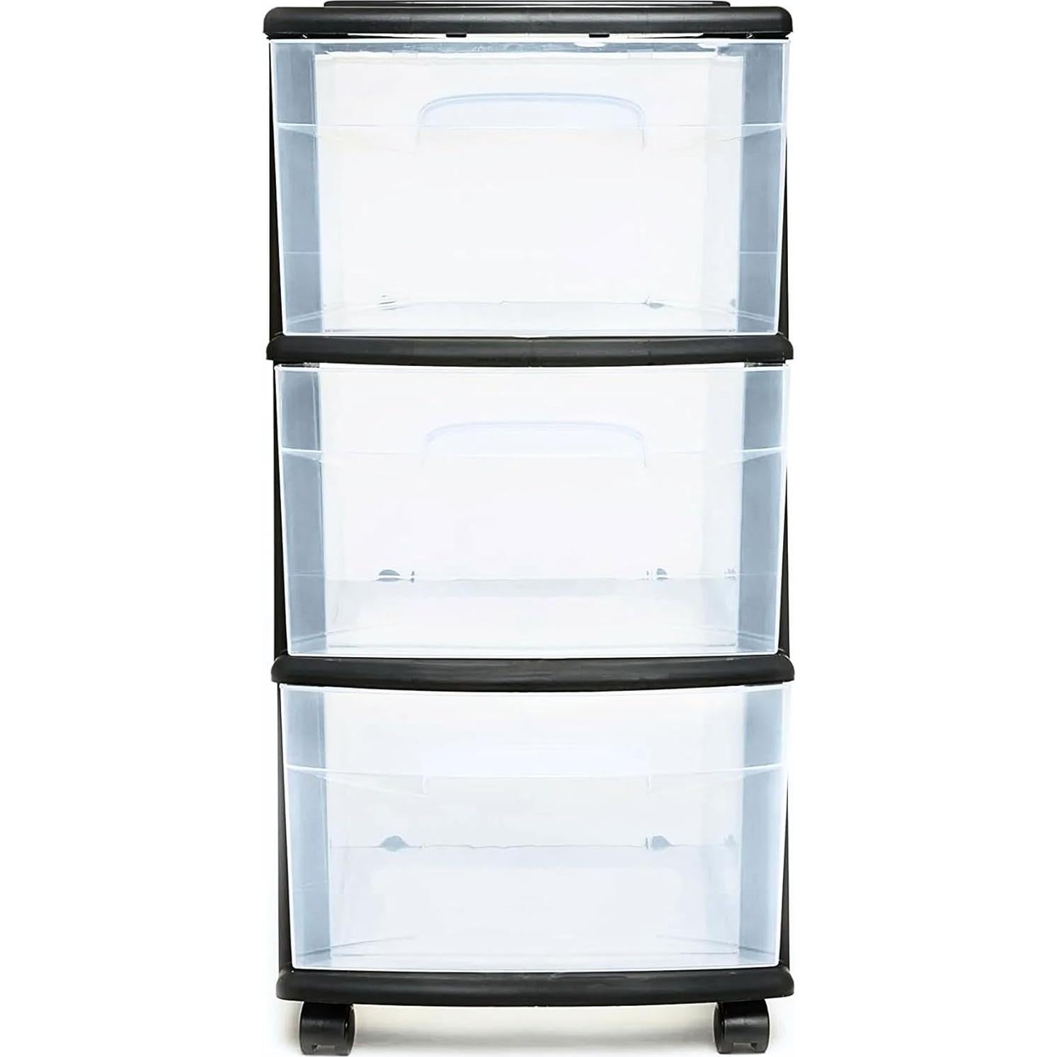 Carro Organizador HOMZ de 3 Cajones Plástico Negro 64.77 cm