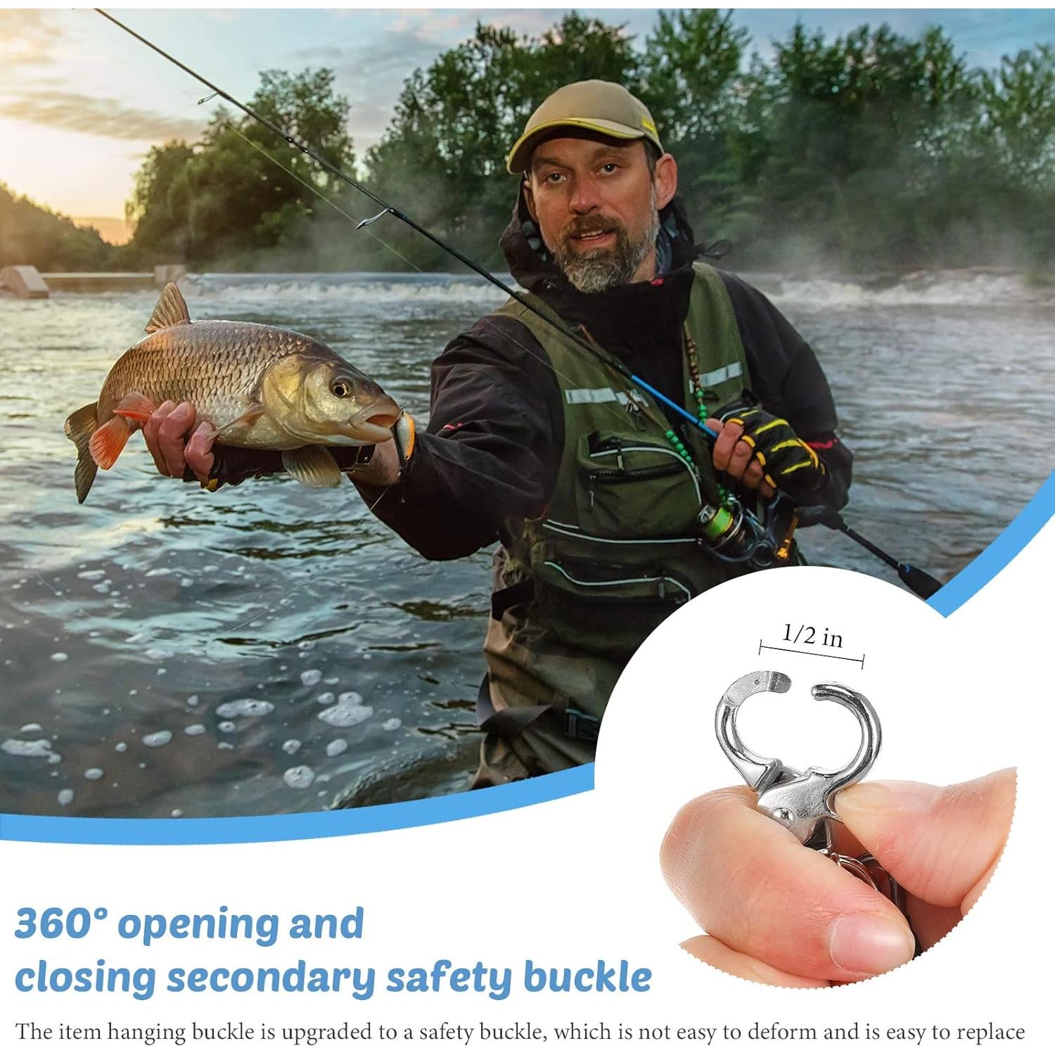 Paquete de 6 Lanyards de Pesca Woanger con Clips de Aluminio