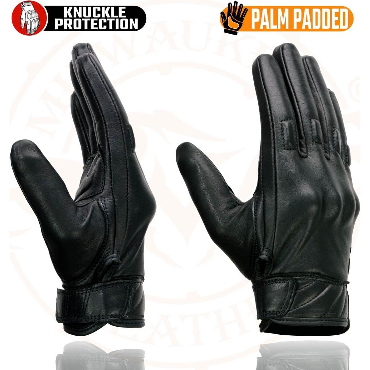 Guantes de Moto Milwaukee Leather MG7521 Cuero Negro Acolchados