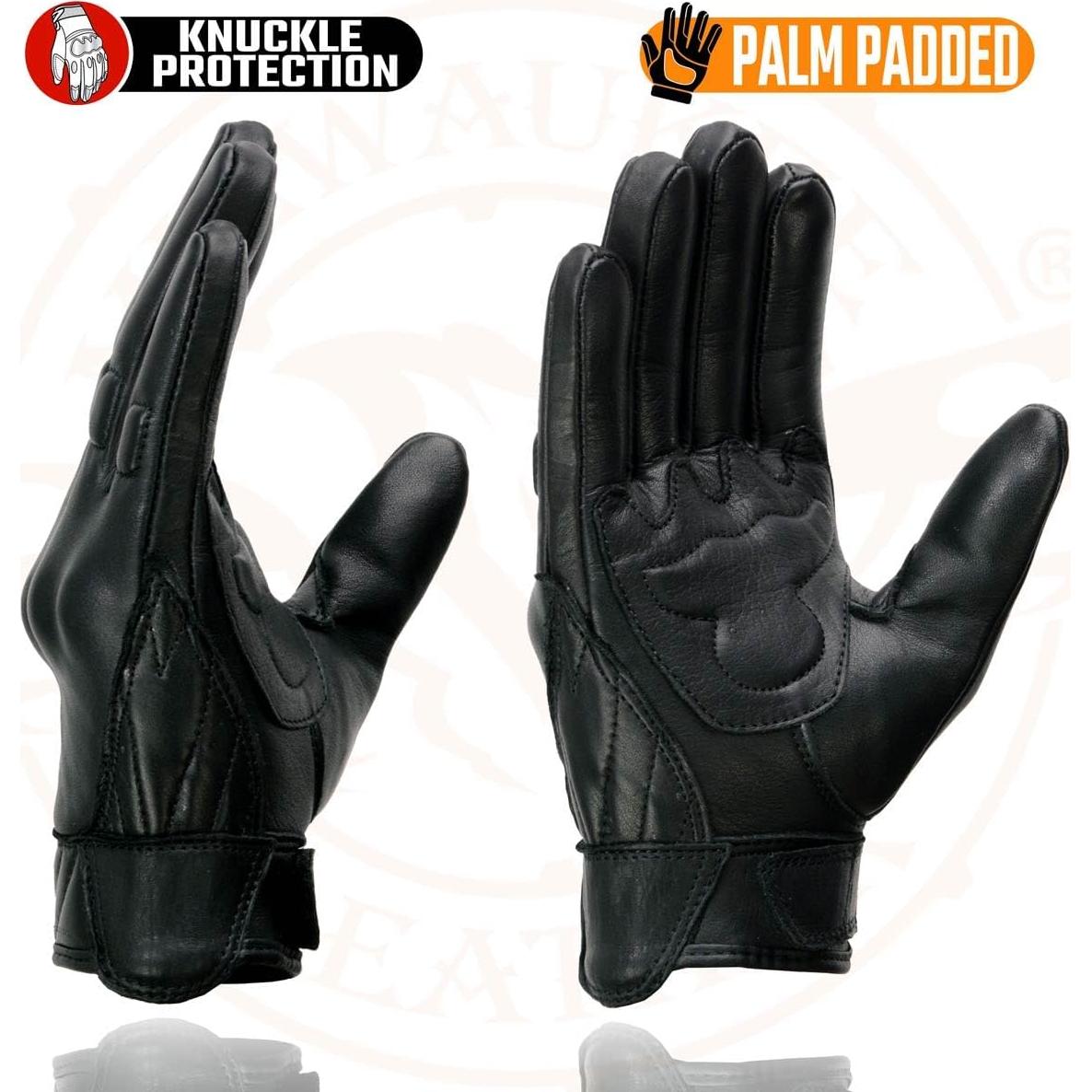 Guantes de Moto Milwaukee Leather MG7521 Cuero Negro Acolchados