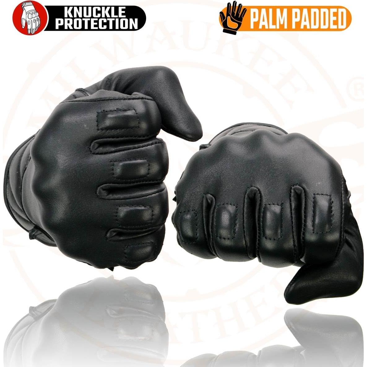 Guantes de Moto Milwaukee Leather MG7521 Cuero Negro Acolchados