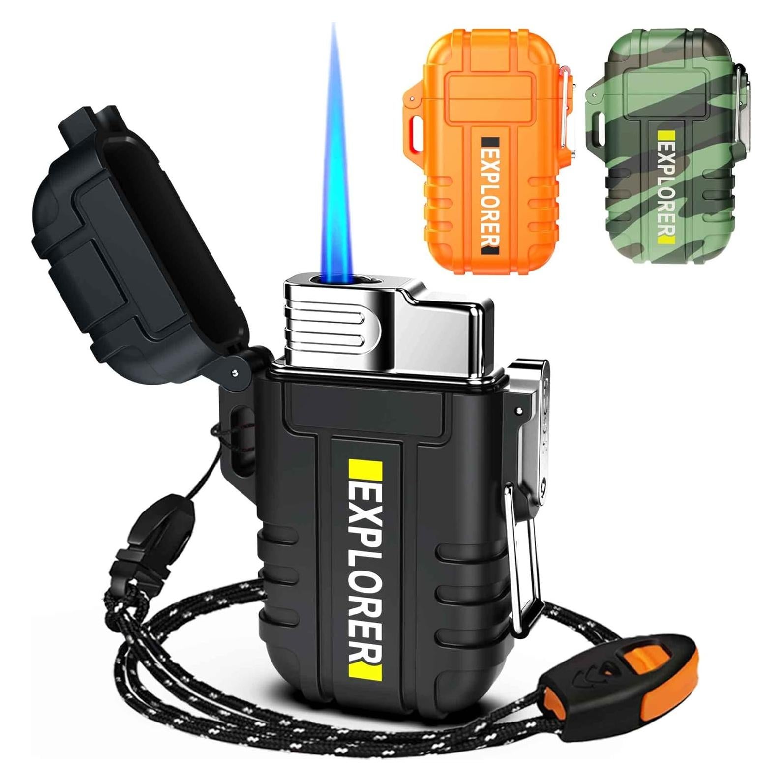 Encendedor Butano Recargable Jaerdhs Negro a Prueba de Viento