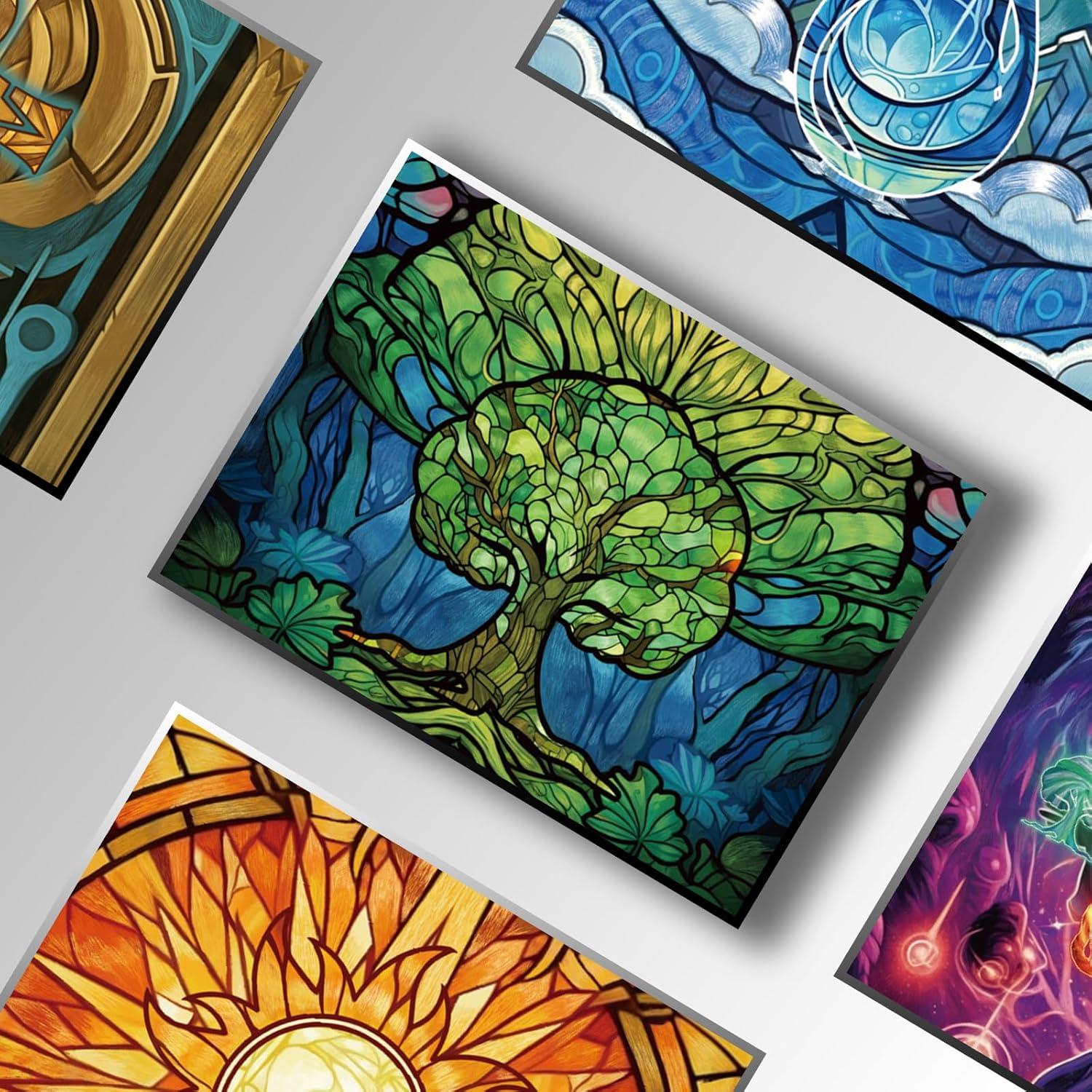 Card Storage Box for MTG, Trading Card Deck Box Holds 1800+ with 6 Dividers, Leather Printing Magnetic Closure Card Storage Case Fits TCG CCG Sports Cards (Green, Tree)