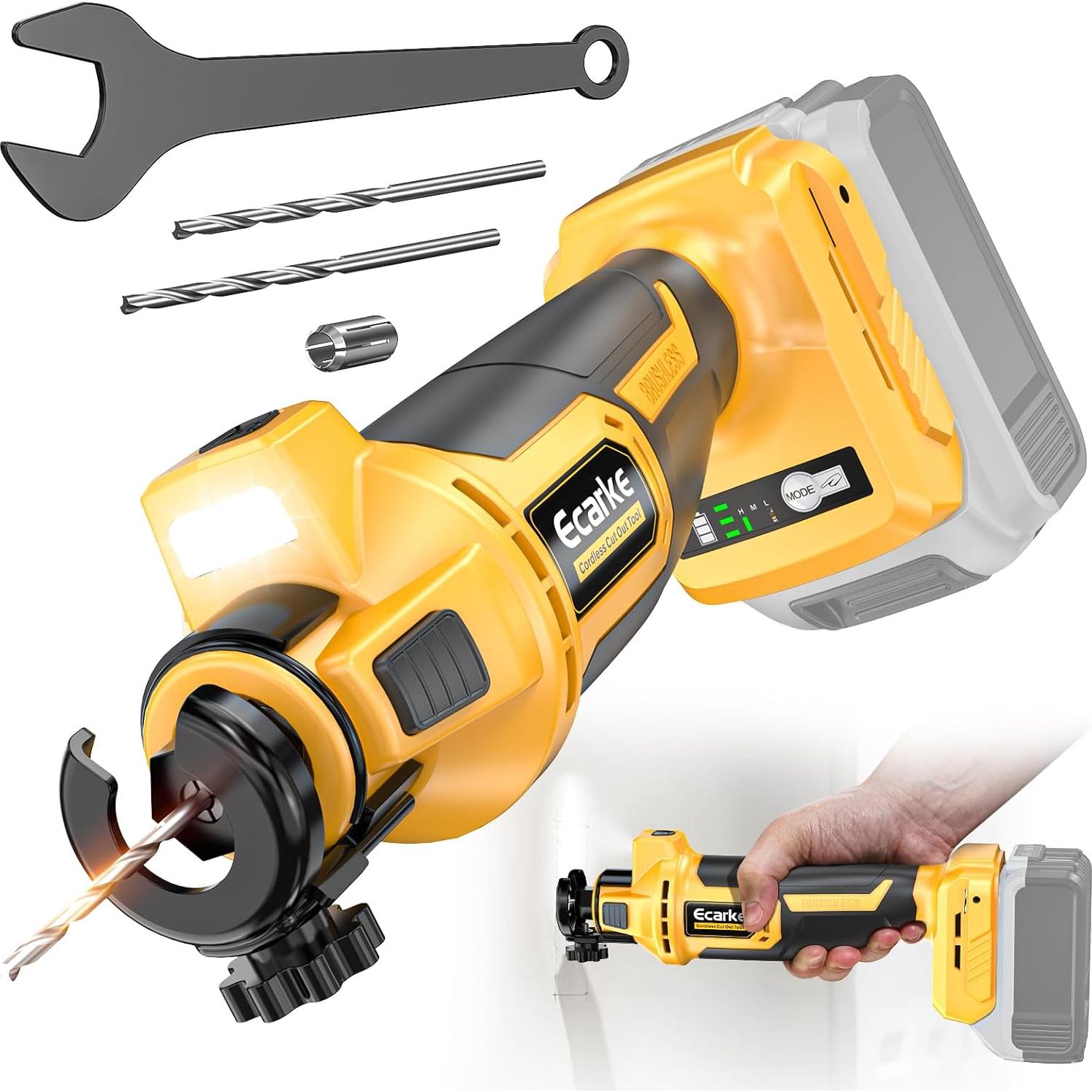 Router Inalámbrico Ecarke 20V para Corte de Paneles de Yeso