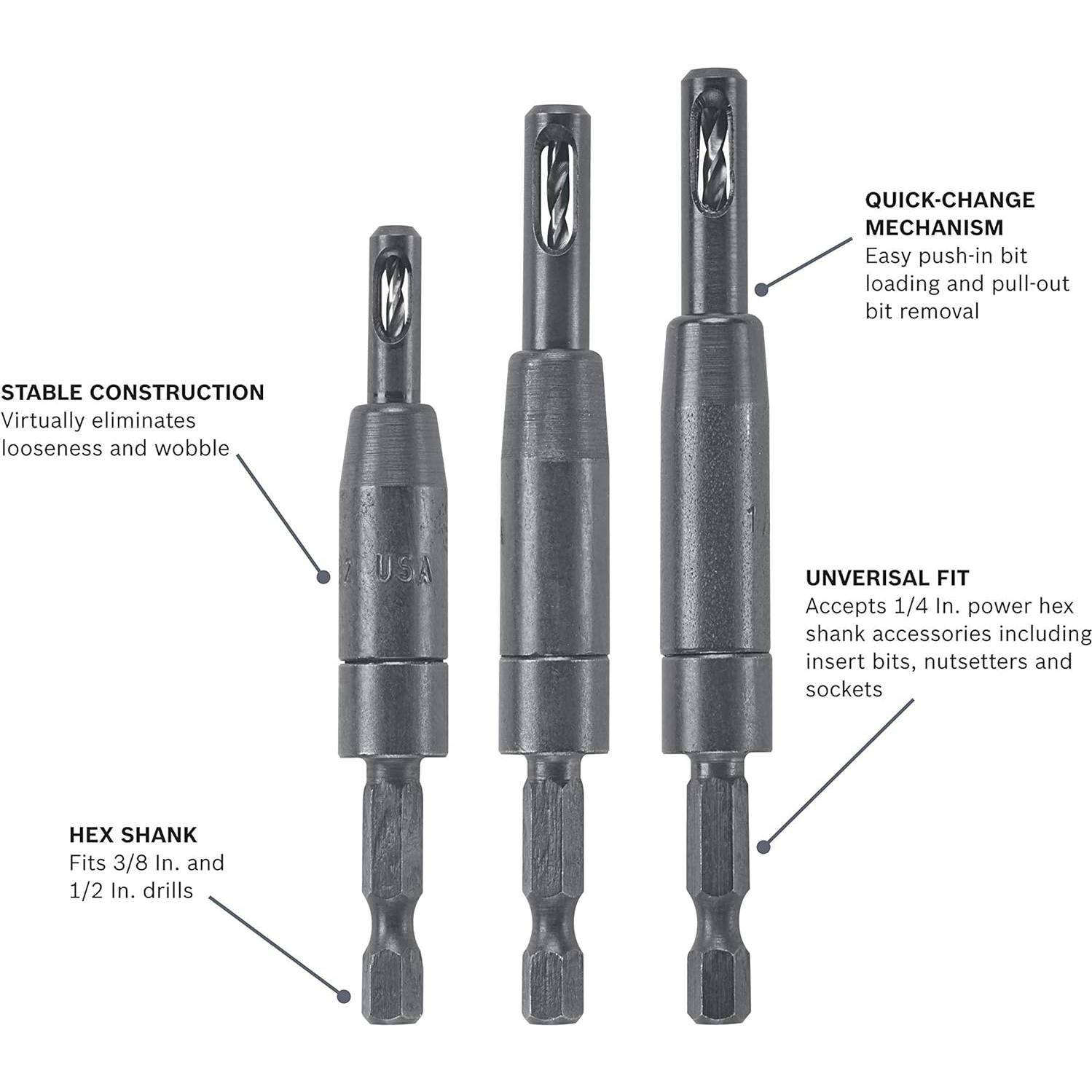 Juego de Brocas Autocentrantes Bosch CC2430 - 3 Piezas